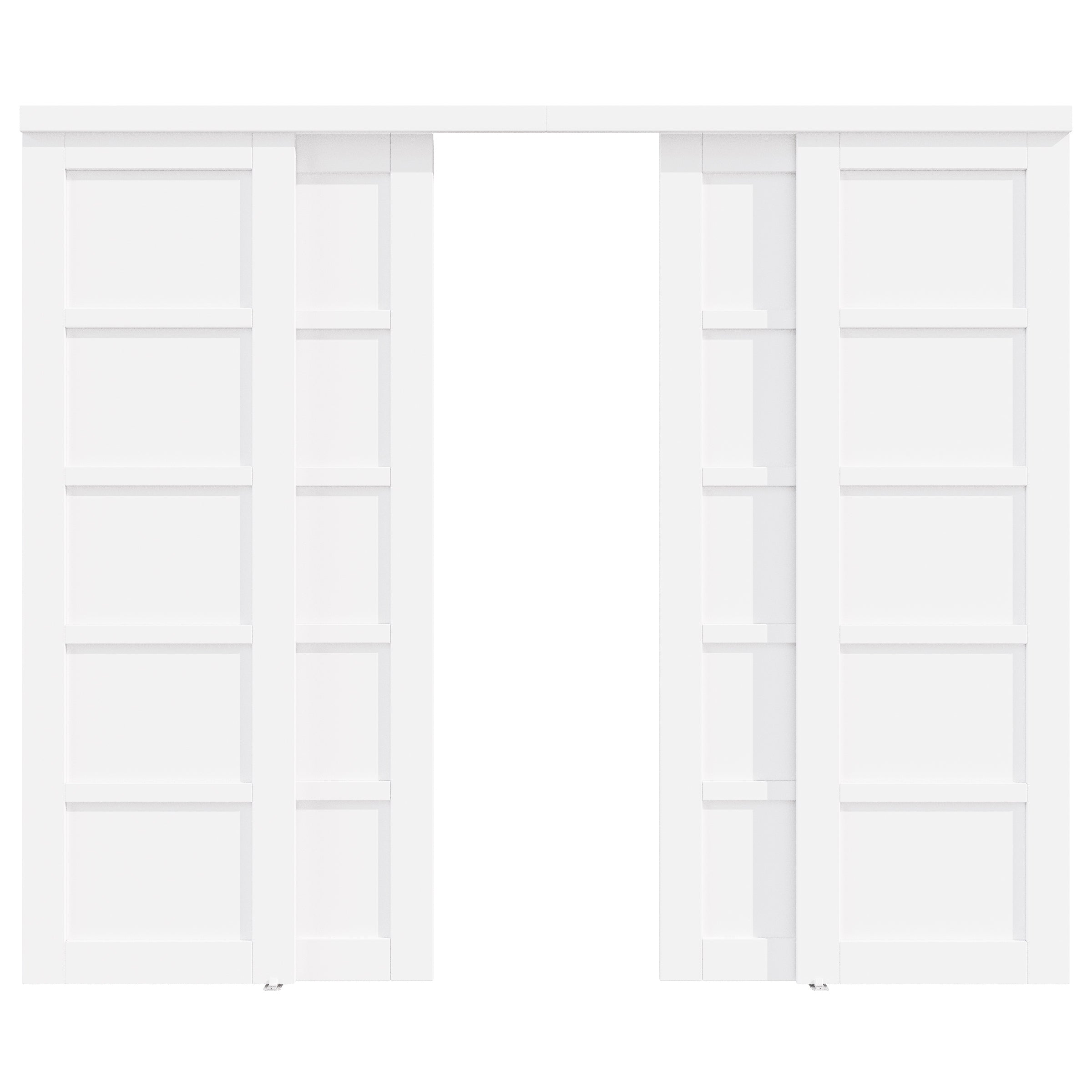 [Paintable] Ark Design Panel 5 lite Bypass Sliding Closet Door with Hardware Kit, Solid Core MDF Wood &Assembly& Primed, White