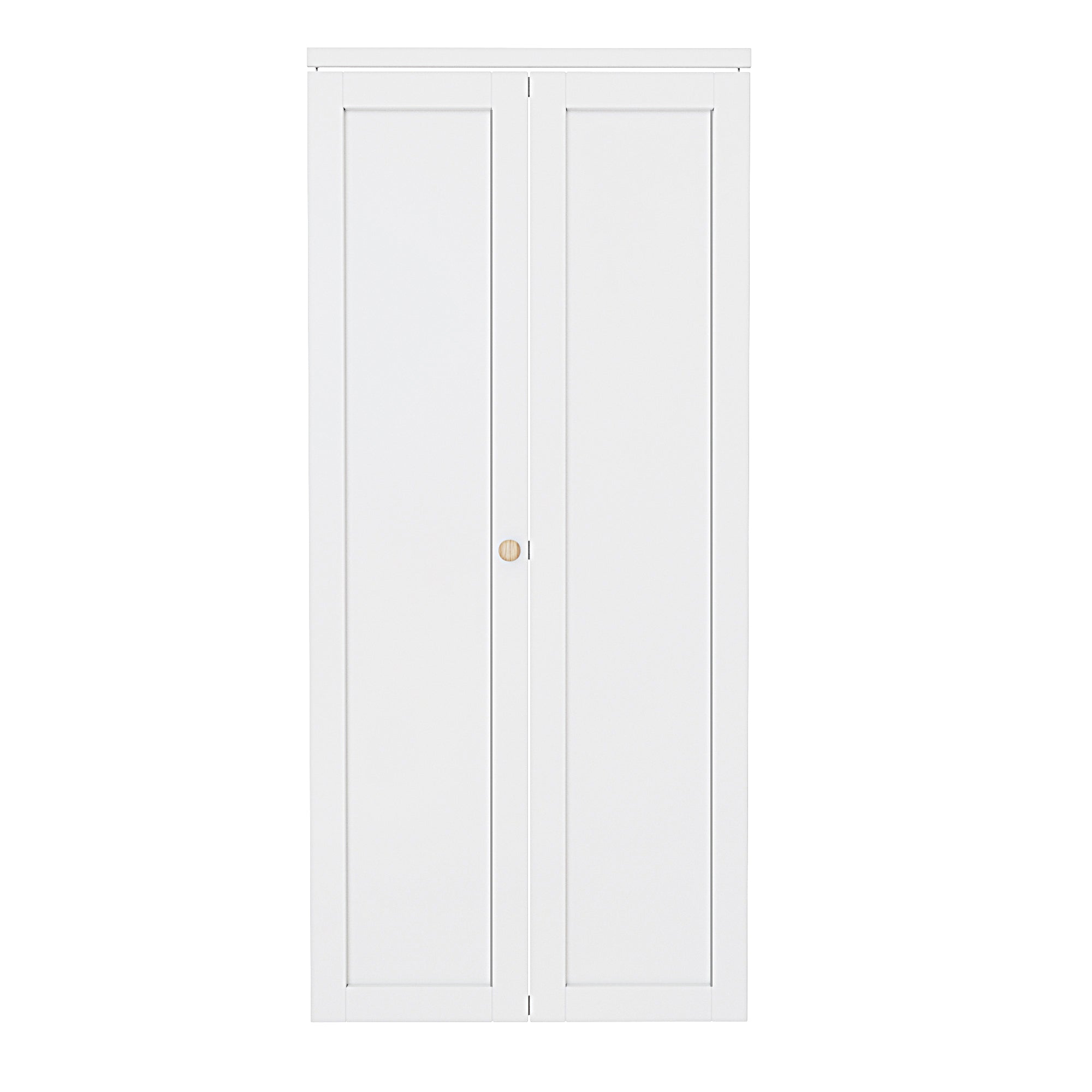 [Paintable] Ark Design Panel Bifold Door with Hardware Kit & Knob, Solid Core MDF Wood & Primed, White