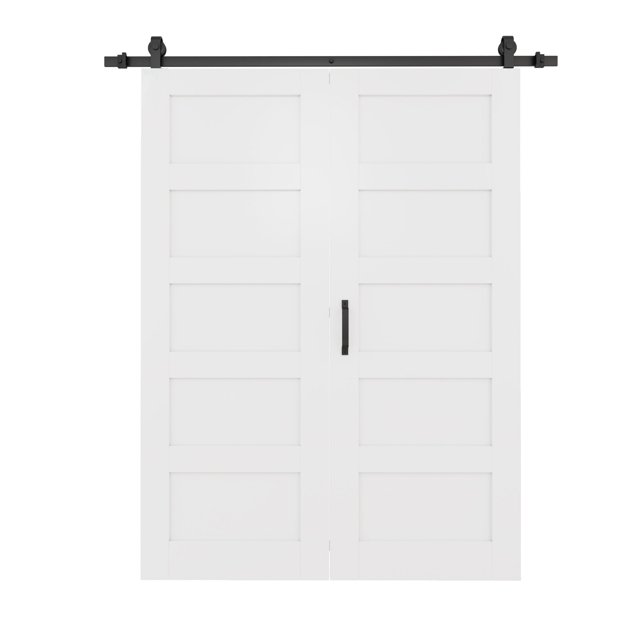 Ark Design 5-Lite Bifold Barn Door MDF Wood , Prefinished & Paintable Surface, with Hardware Kit & Handle & Floor Guide, White