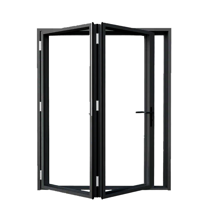 Custom Black Bifold Patio Door - Left Swing Open (2 Panels)