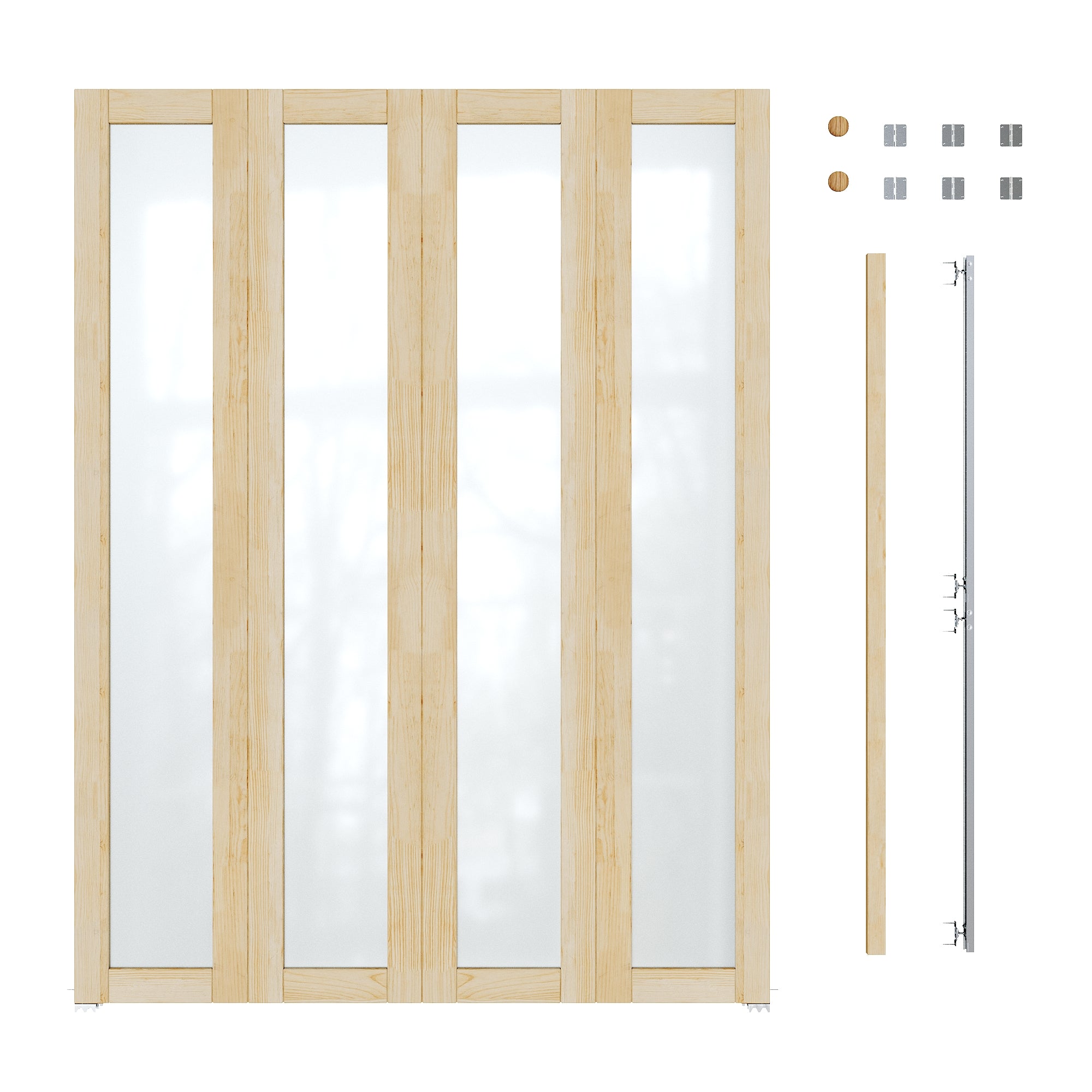 Ark Design 1-Lite Glass Solid Core Unfinished Pine Wood Interior Closet Bi-Fold Door with Hardware