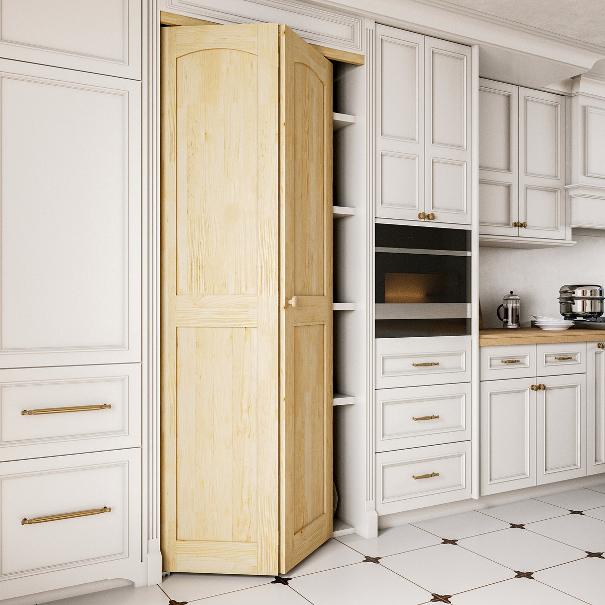 Arch Panel 2-Lite Solid Core Unfinished Pine Wood Interior Closet Bi