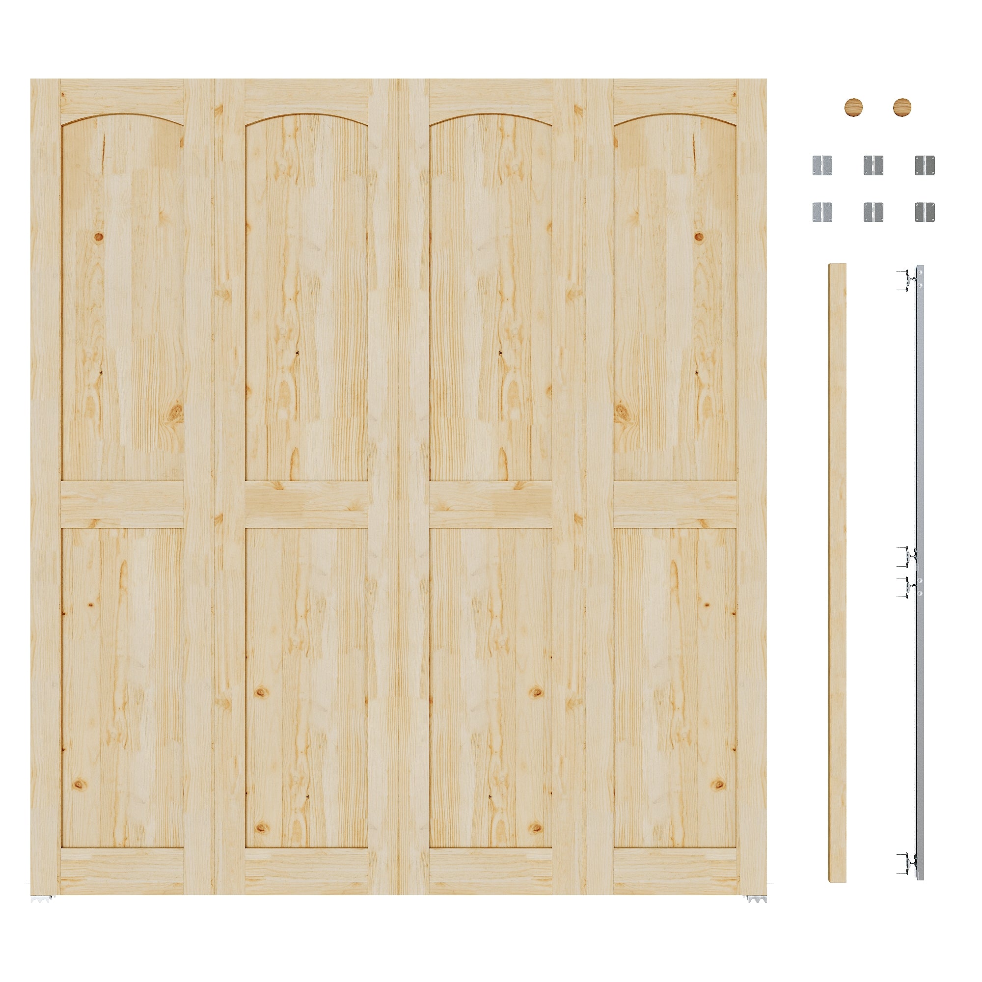 Ark Design Arch Panel 2-Lite Solid Core Unfinished Pine Wood Interior Closet Bi-Fold Door with Hardware