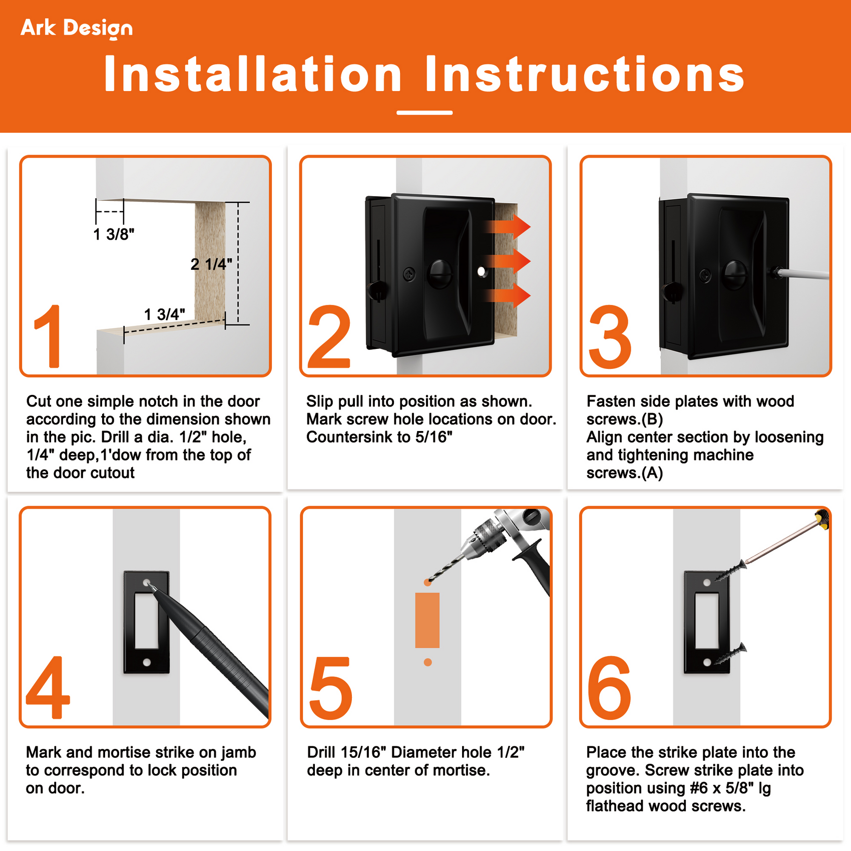 Ark Design Mirror Pocket Door with Hardware Kit & Frame, Solid Core ...