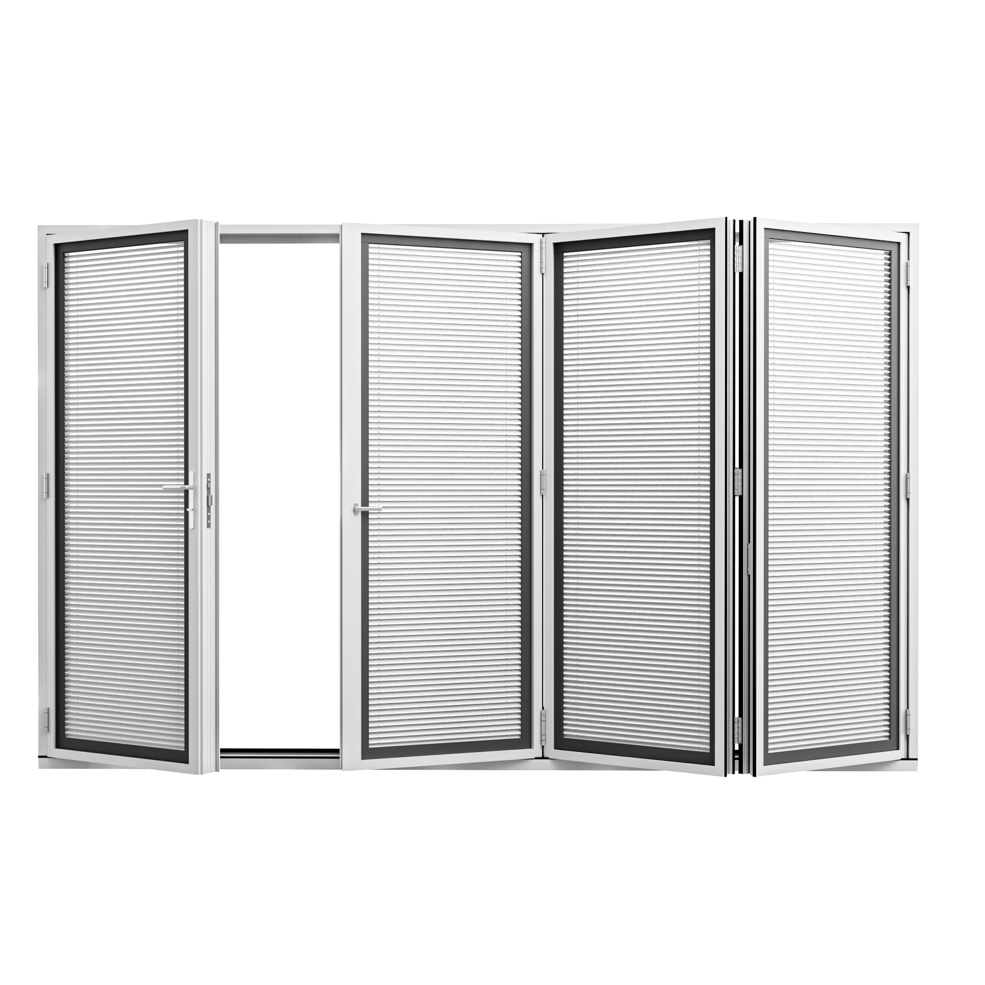 Ark Design 4 Panel Center Opening Outswing Double Louver White Aluminum Folding Patio Door