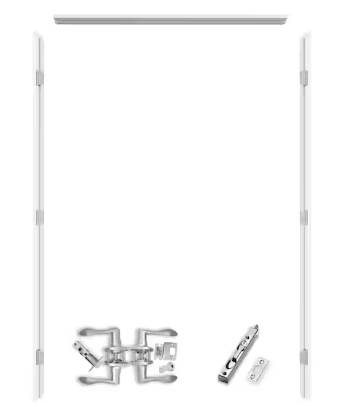 Ark Design Ready-to-Assemble Primed Prehung French Door Jamb Frame kit, Primed Composite Door Frame Kit with all hardware, Adjustable Size