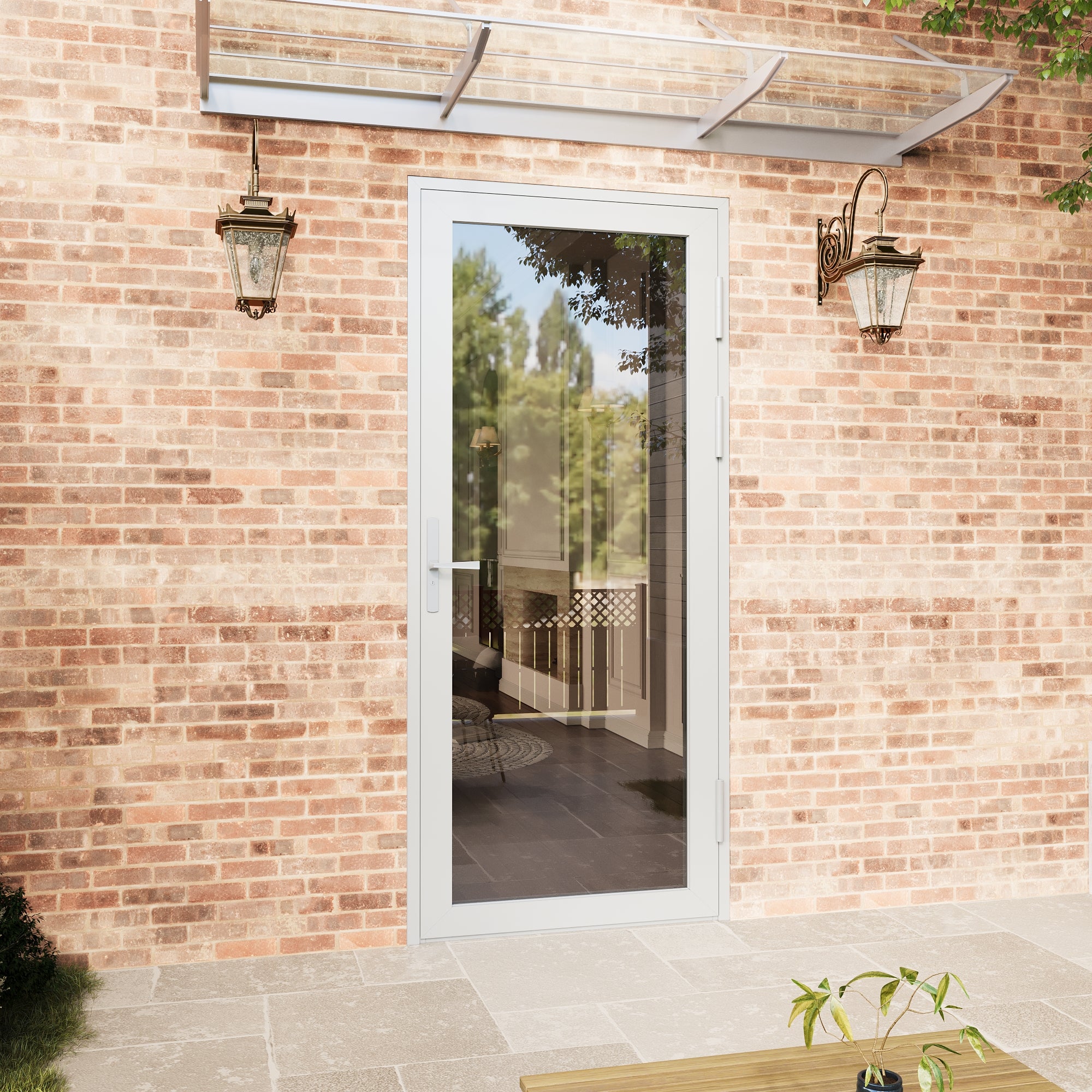 Ark Design 36 in. x 80 in. Single Tempered Glass White Aluminum Patio Door