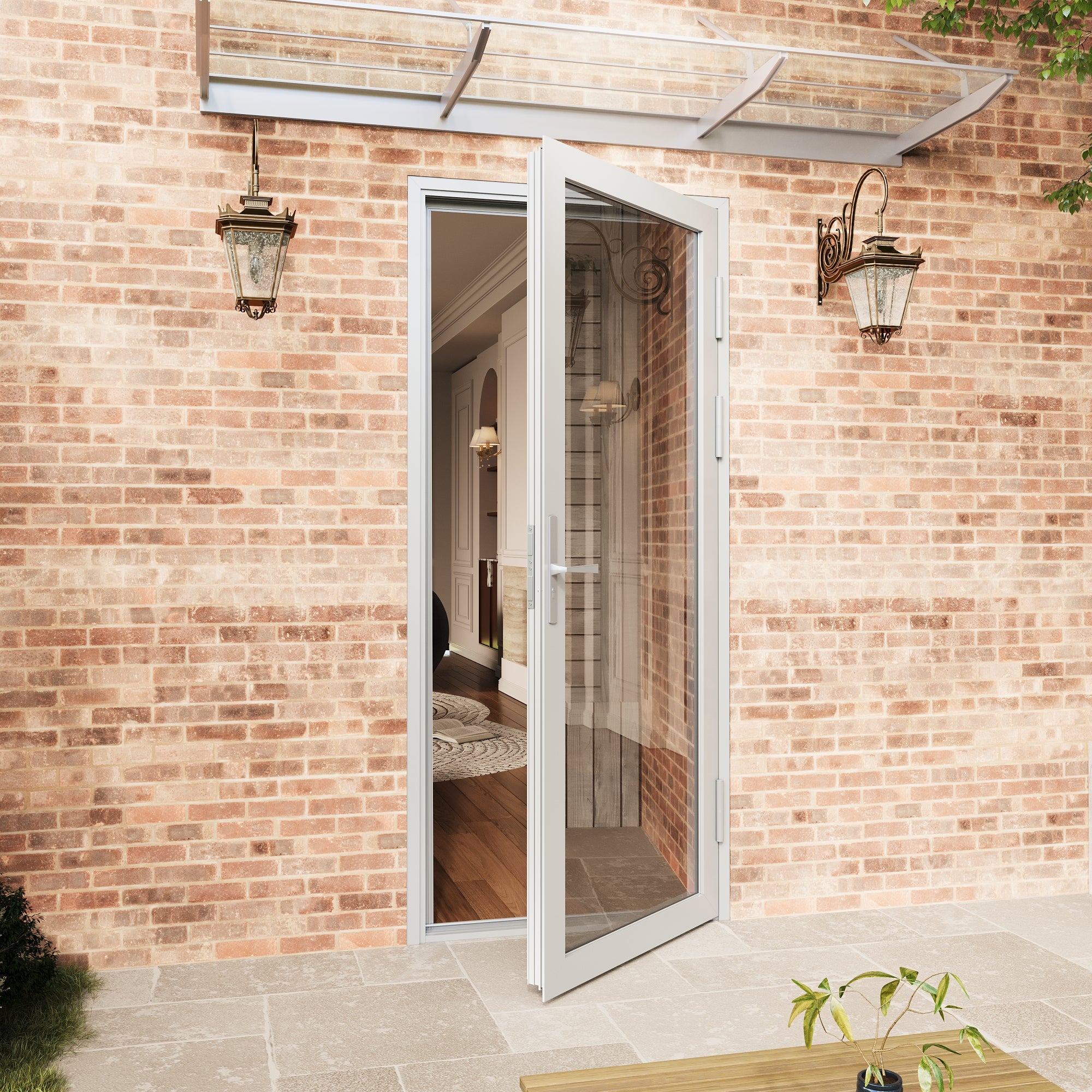 Ark Design 36 in. x 80 in. Single Tempered Glass White Aluminum Patio Door