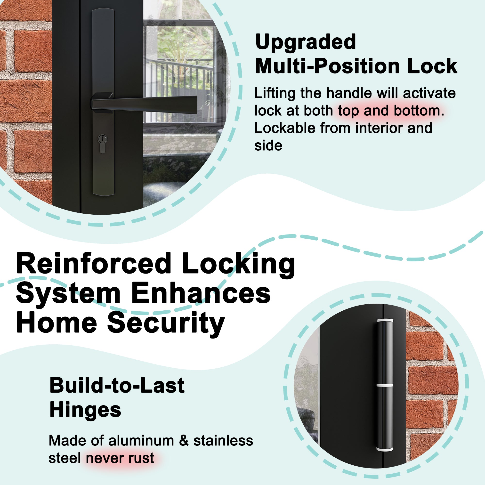 Ark Design 36 in. x 80 in. Single Tempered Glass Black Aluminum Patio Door
