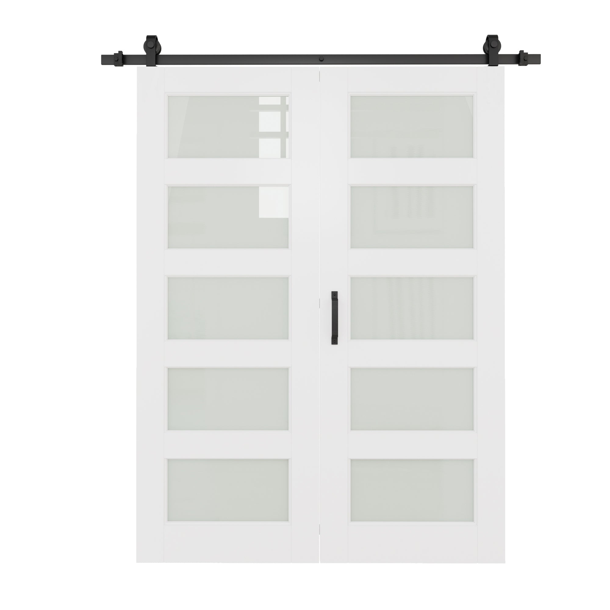 Ark Design 5-Lite Tempered Frosted Glass Bifold Sliding Barn Door, Prefinished & Paintable Surface,with Hardware Kit