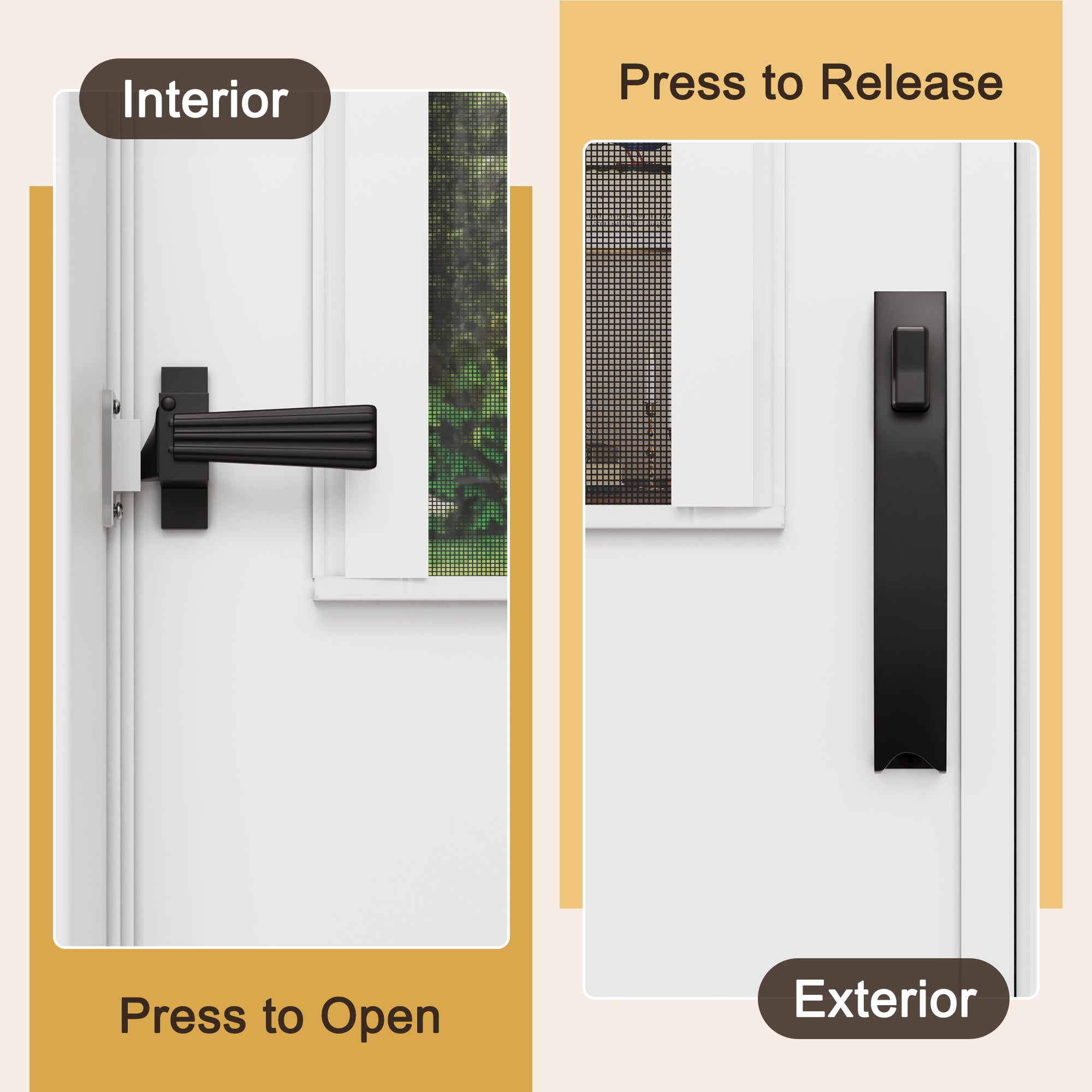 Ark Design Half-Lite Frosted Glass White Universal Pet Door Storm Door with Black Handleset and Screen