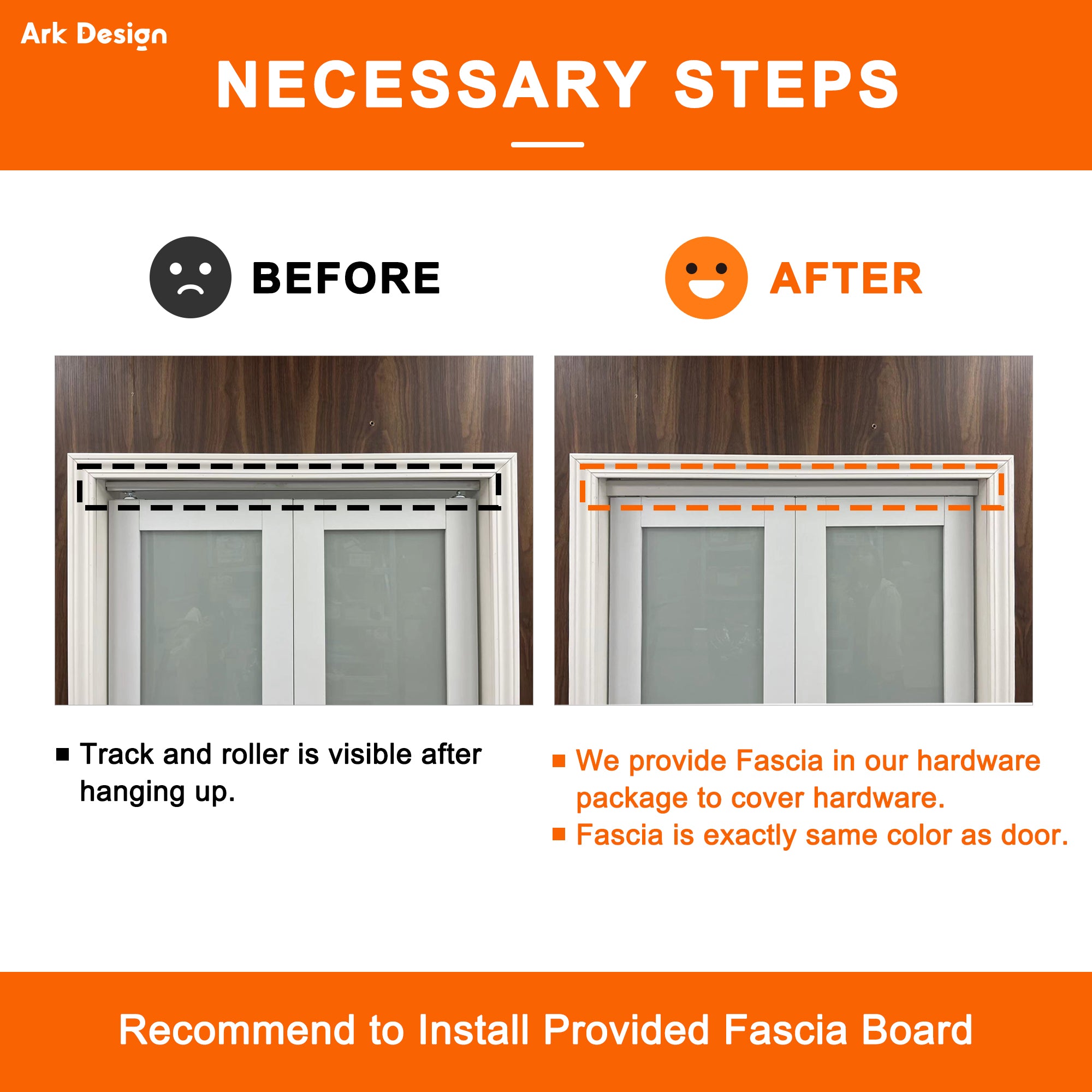 [Paintable] Ark Design 4 Panel Bifold Door with Hardware Kit & Knob, Smooth Surface & Primed, White