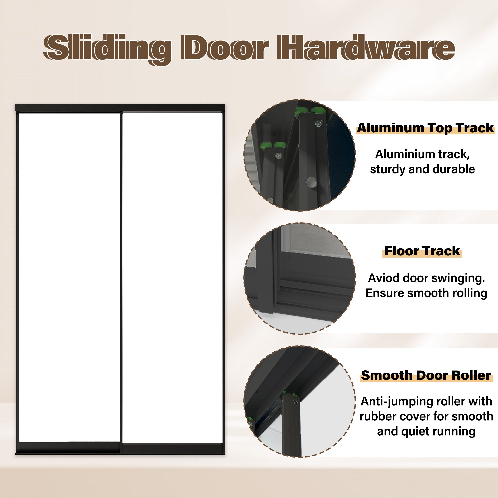 Ark Design 1-Lite Tempered Clear Glass Bypass Sliding Closet Door with Hardware Kit,Black Aluminum Frame