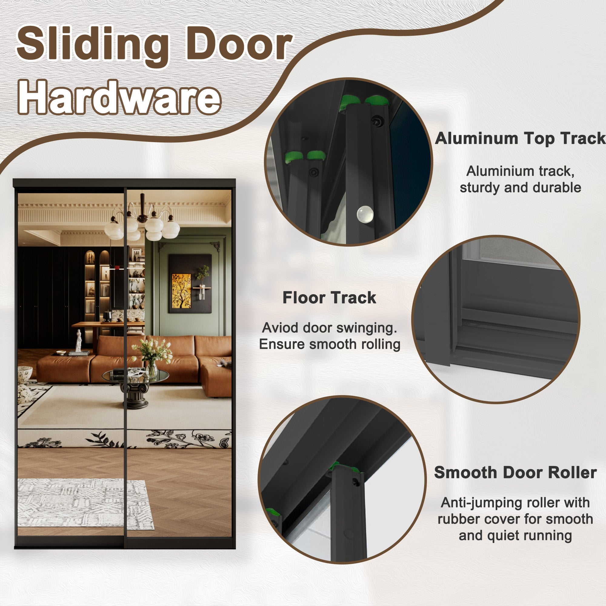 Ark Design 1-Lite High Definition Mirror Bypass Sliding Closet Door with Hardware Kit,Black Aluminum Frame