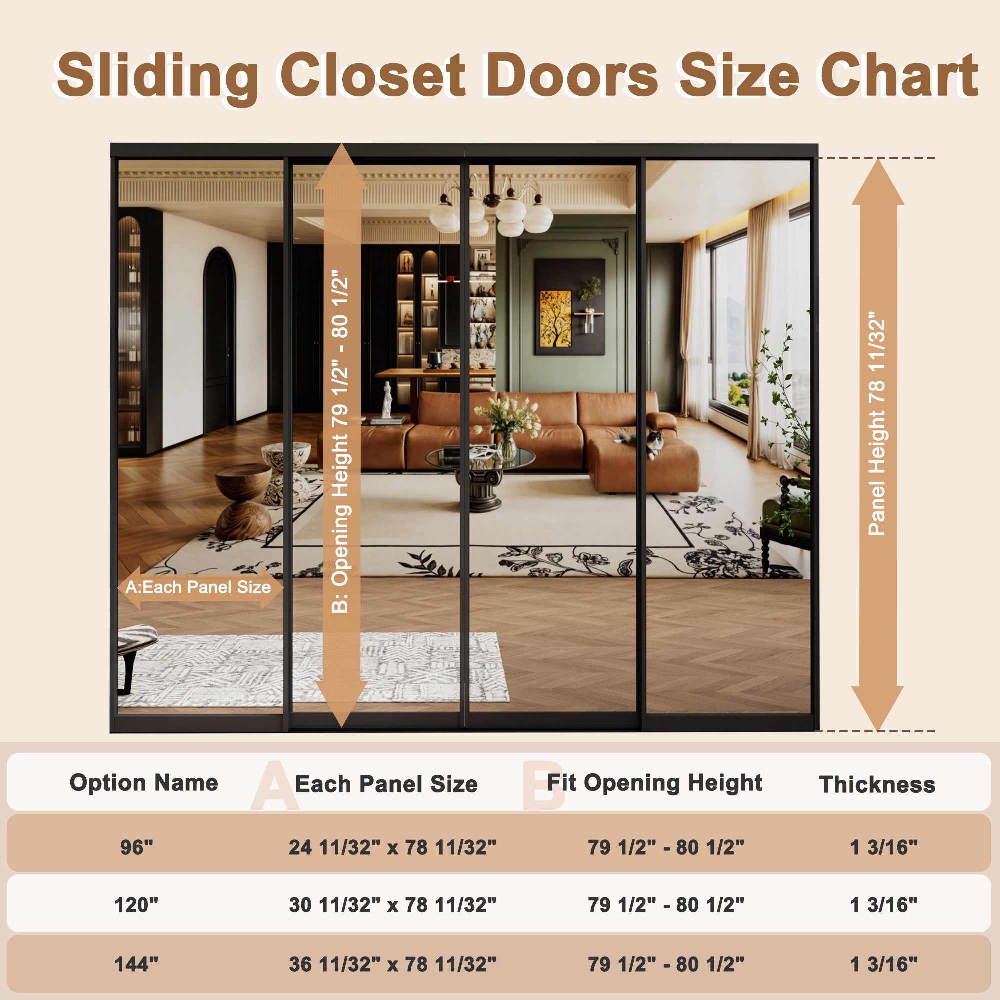 Ark Design 1-Lite Tempered Frosted Glass Bypass Sliding Closet Door with Hardware Kit,Black Aluminum Frame