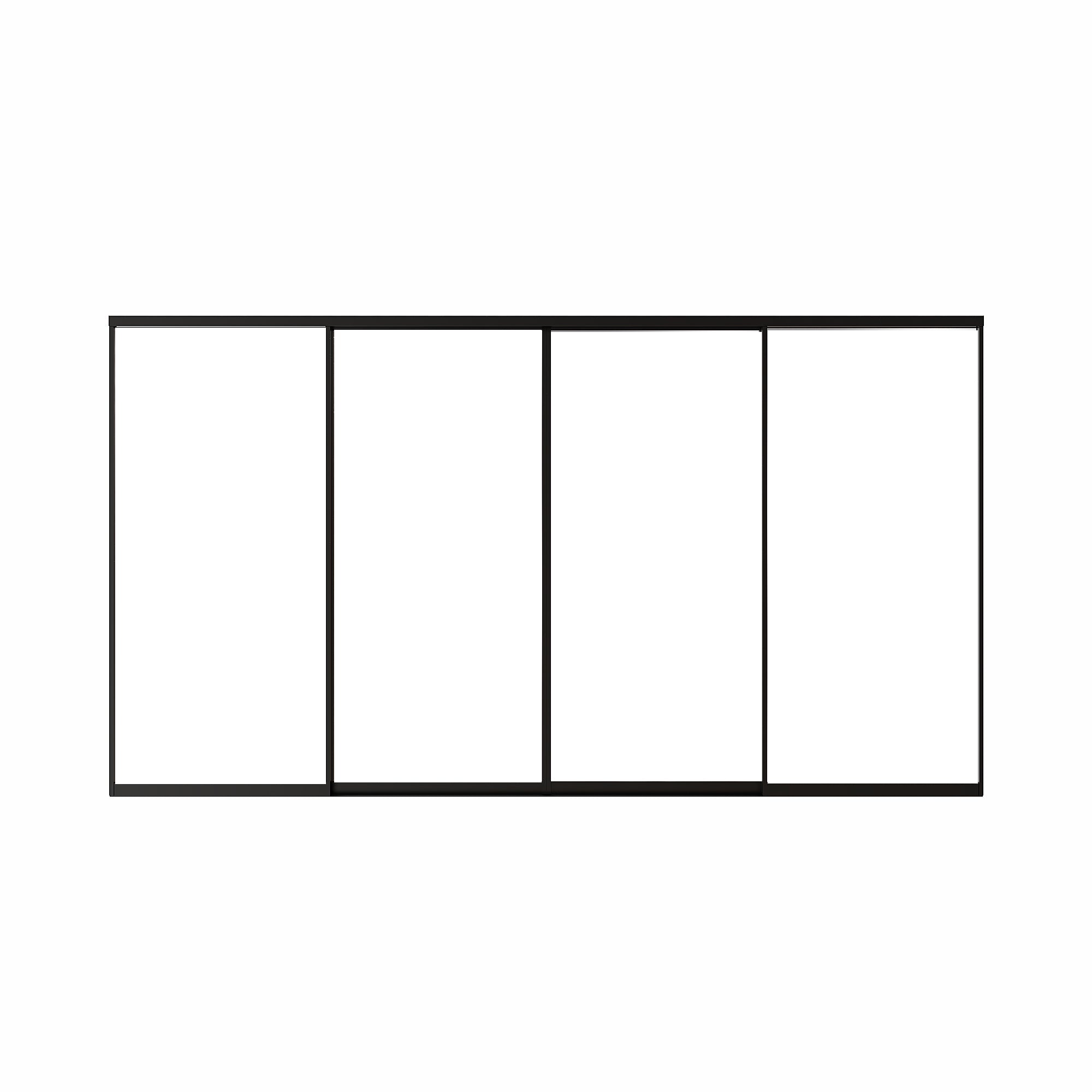 Ark Design 1-Lite Tempered Clear Glass Bypass Sliding Closet Door with Hardware Kit,Black Aluminum Frame