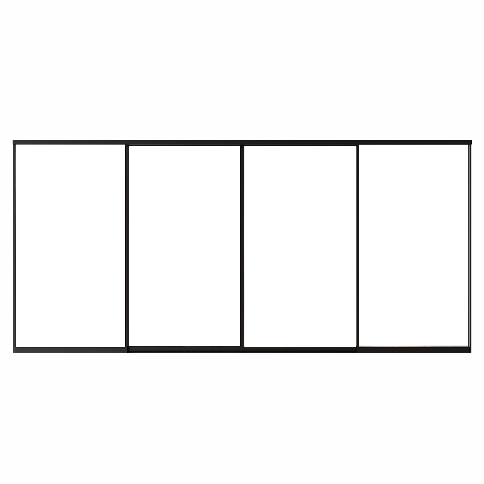 Ark Design 1-Lite Tempered Clear Glass Bypass Sliding Closet Door with Hardware Kit,Black Aluminum Frame