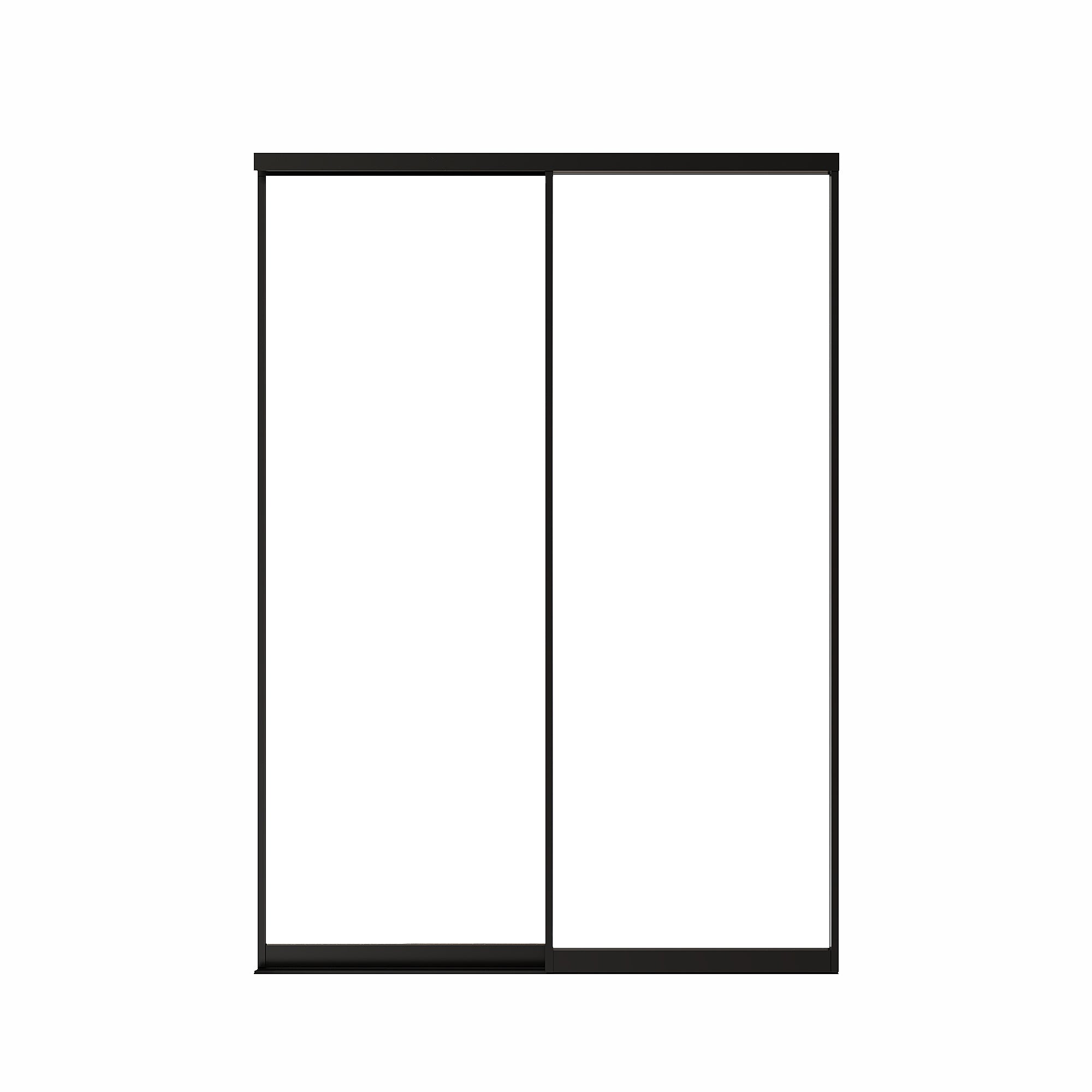 Ark Design 1-Lite Tempered Clear Glass Bypass Sliding Closet Door with Hardware Kit,Black Aluminum Frame