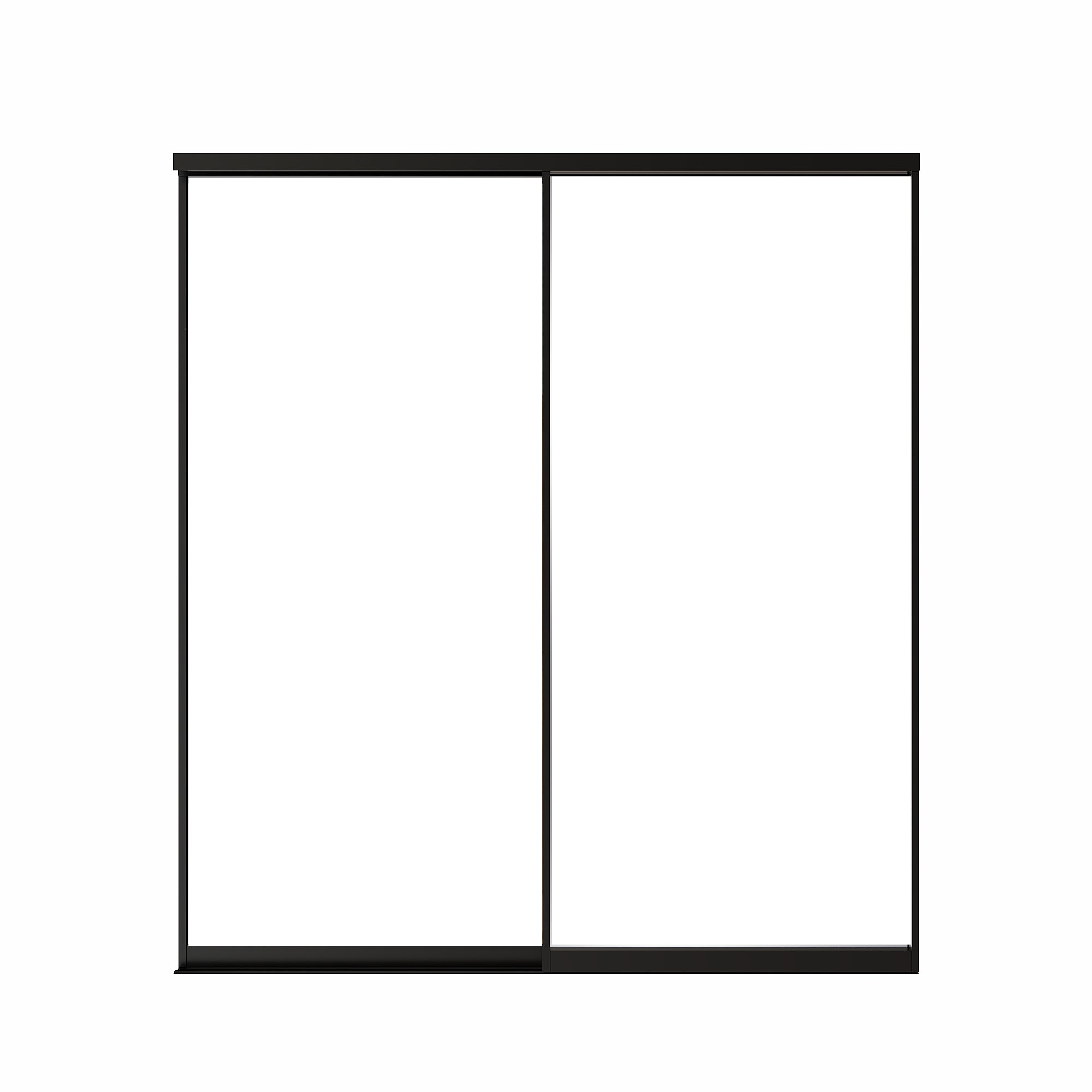 Ark Design 1-Lite Tempered Clear Glass Bypass Sliding Closet Door with Hardware Kit,Black Aluminum Frame