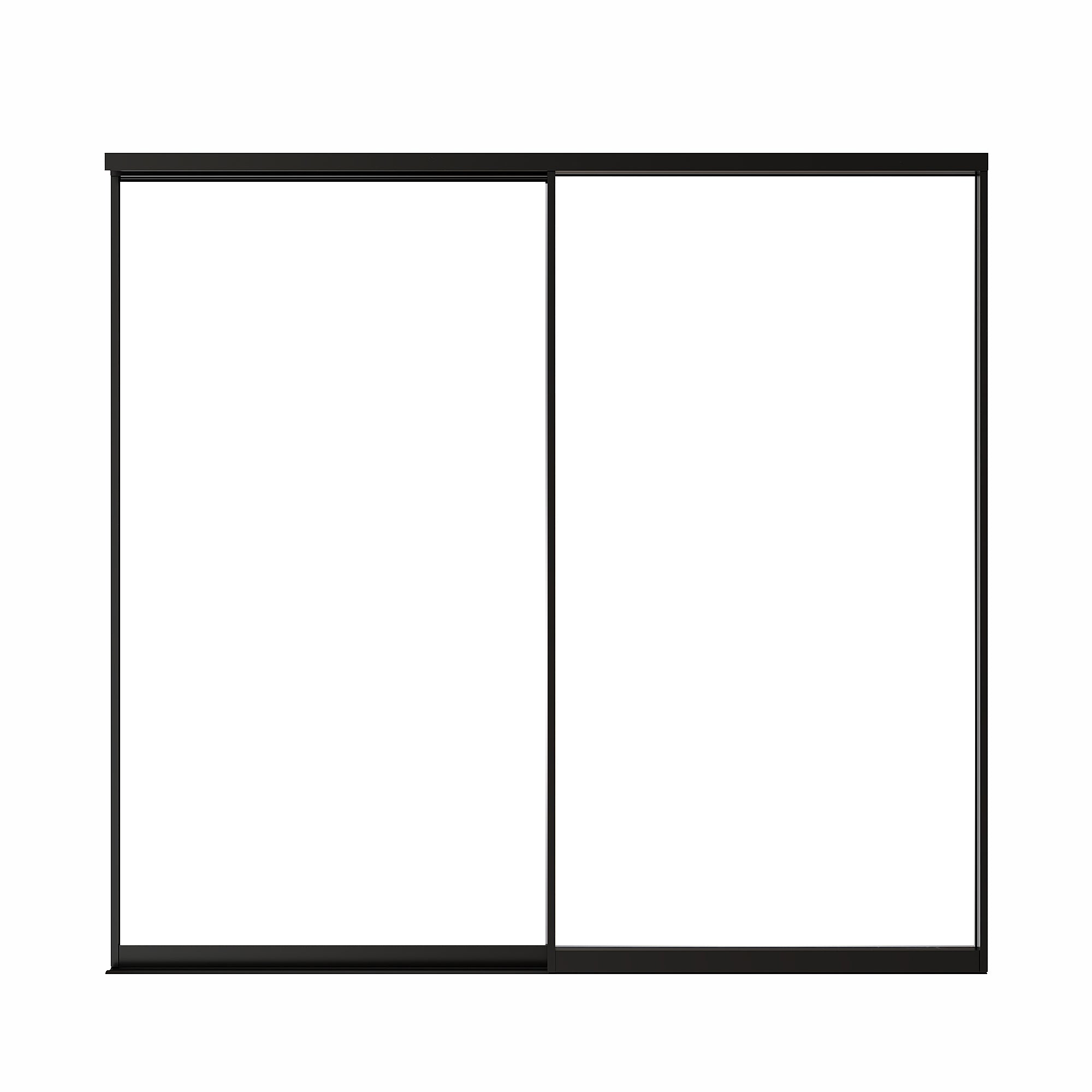 Ark Design 1-Lite Tempered Clear Glass Bypass Sliding Closet Door with Hardware Kit,Black Aluminum Frame