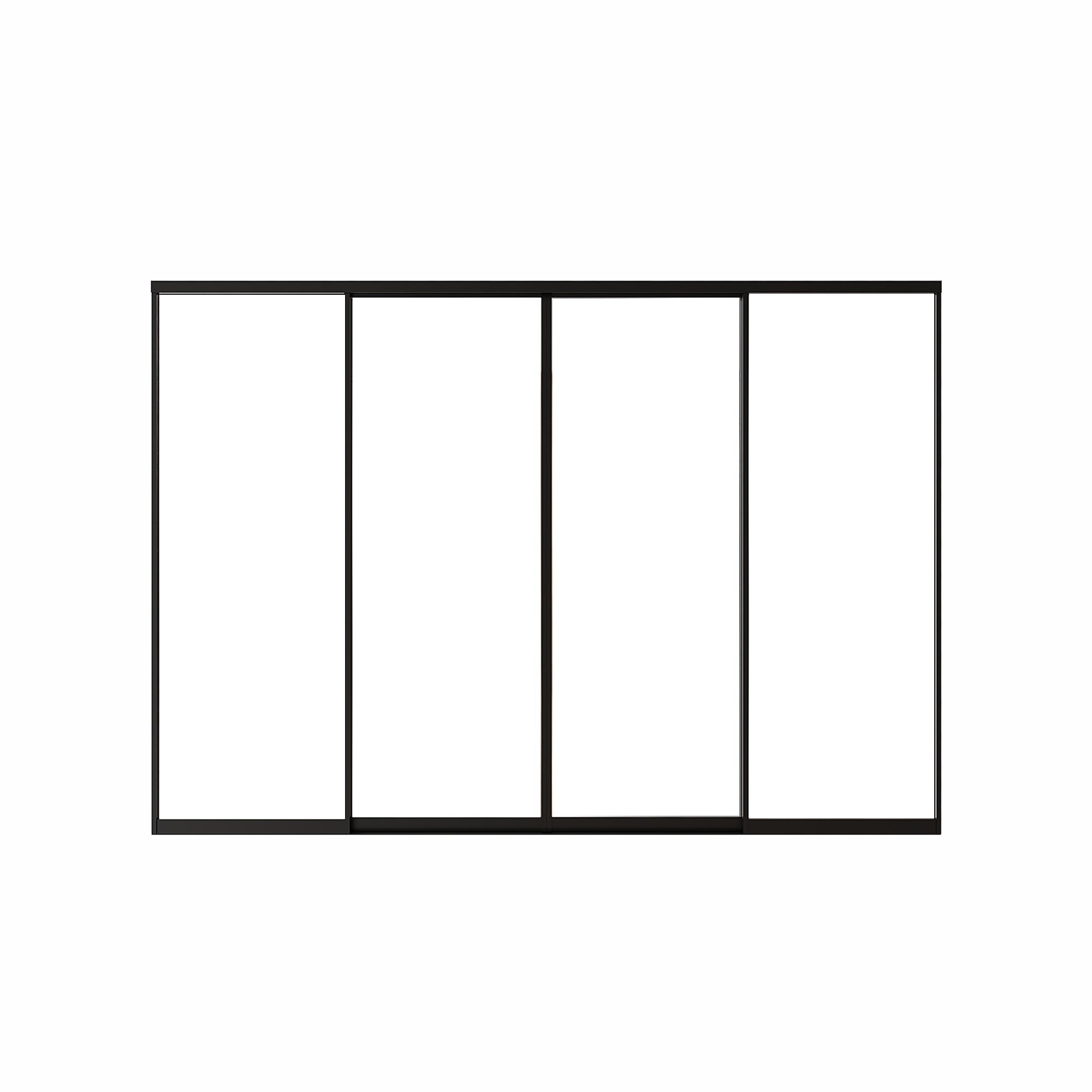 Ark Design 1-Lite Tempered Clear Glass Bypass Sliding Closet Door with Hardware Kit,Black Aluminum Frame