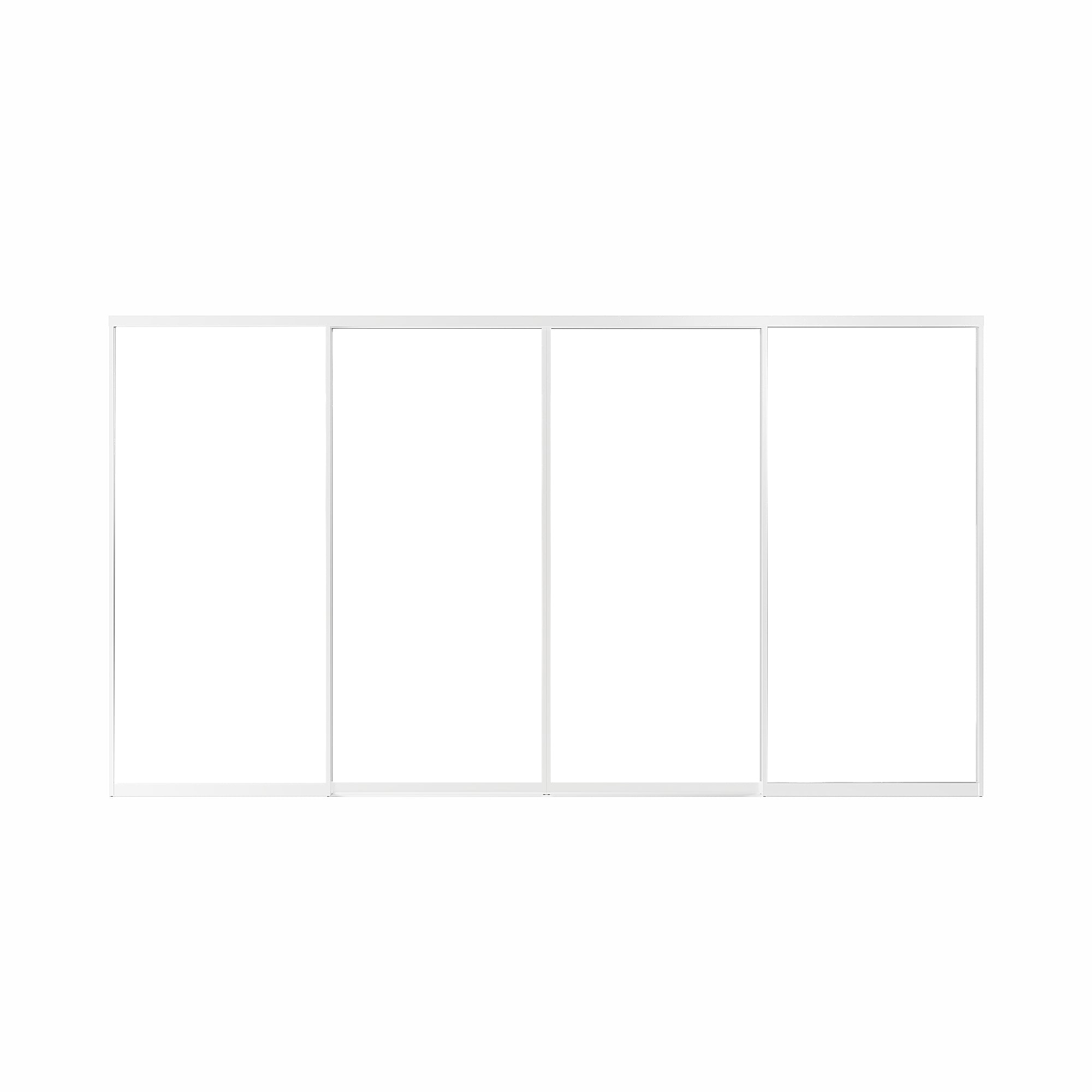 Ark Design 1-Lite tempered clear glass Bypass Sliding Closet Door with Hardware Kit, White Aluminum Frame