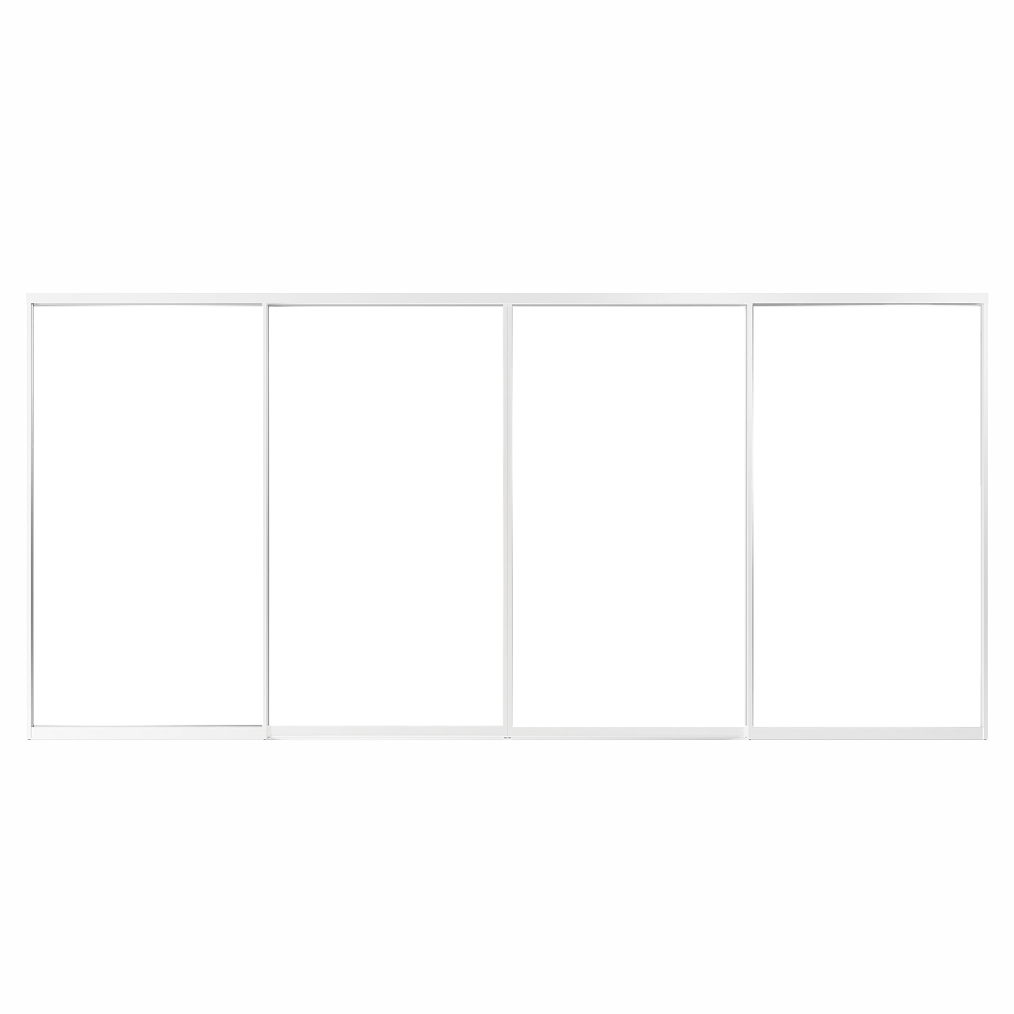 Ark Design 1-Lite tempered clear glass Bypass Sliding Closet Door with Hardware Kit, White Aluminum Frame