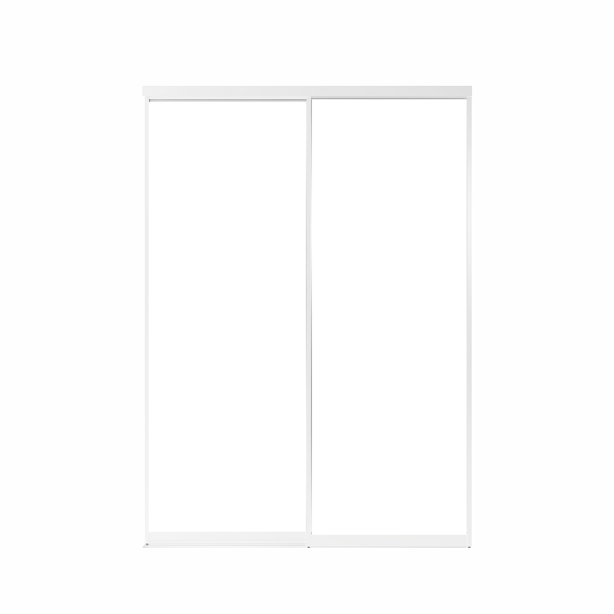 Ark Design 1-Lite tempered clear glass Bypass Sliding Closet Door with Hardware Kit, White Aluminum Frame