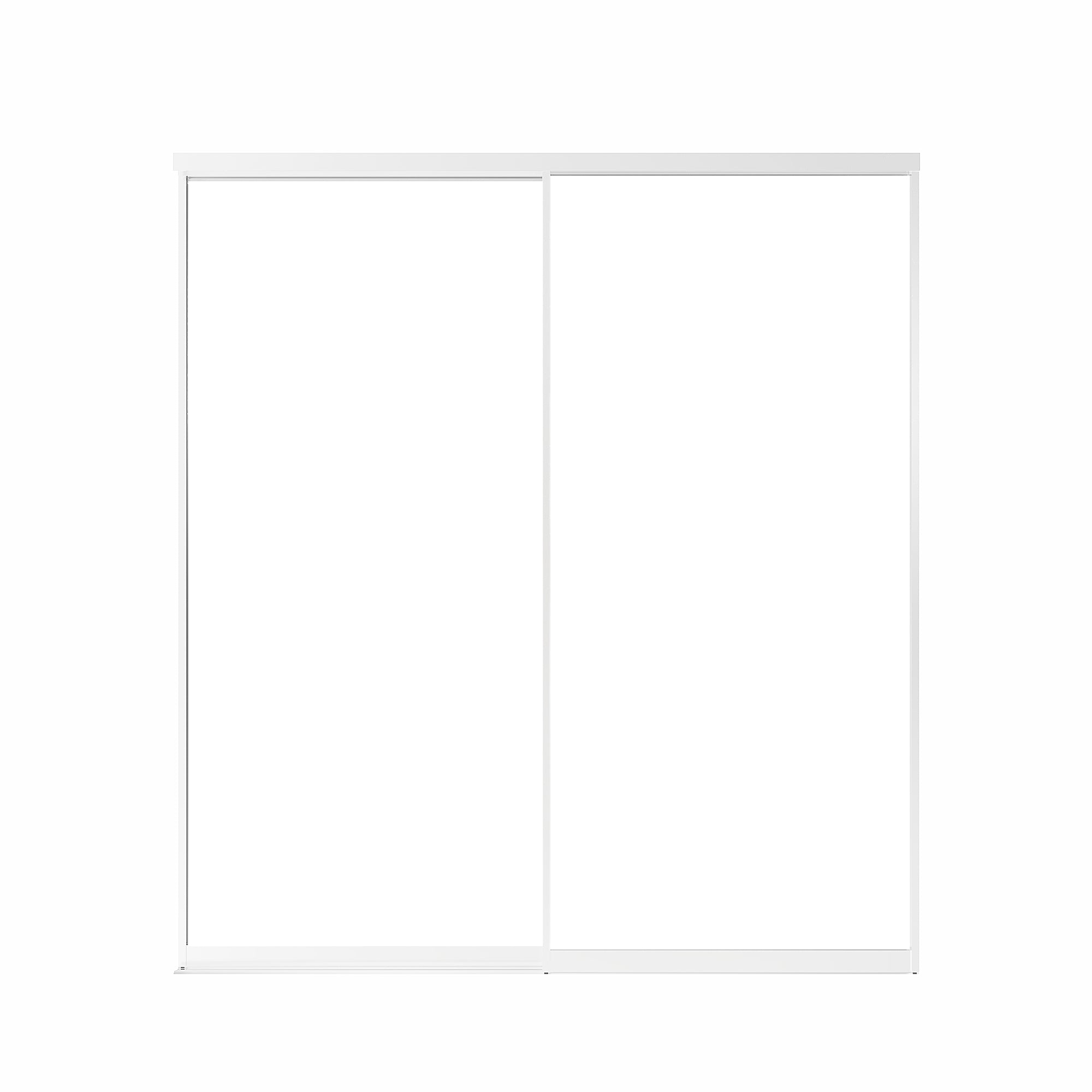 Ark Design 1-Lite tempered clear glass Bypass Sliding Closet Door with Hardware Kit, White Aluminum Frame