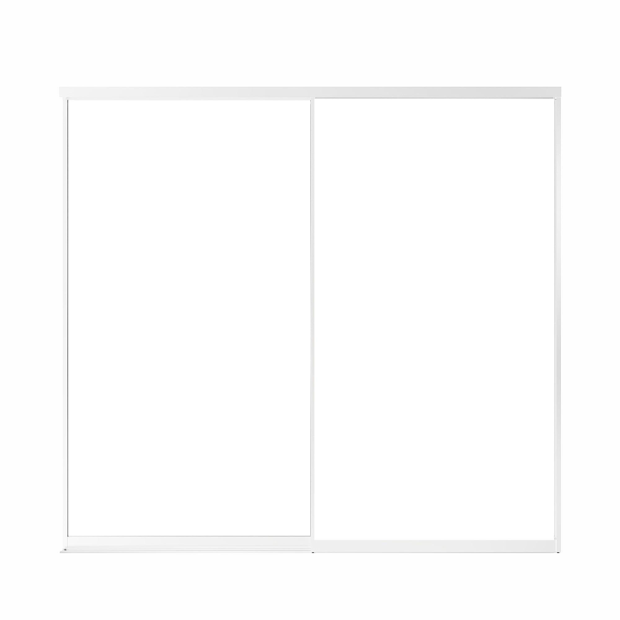 Ark Design 1-Lite tempered clear glass Bypass Sliding Closet Door with Hardware Kit, White Aluminum Frame