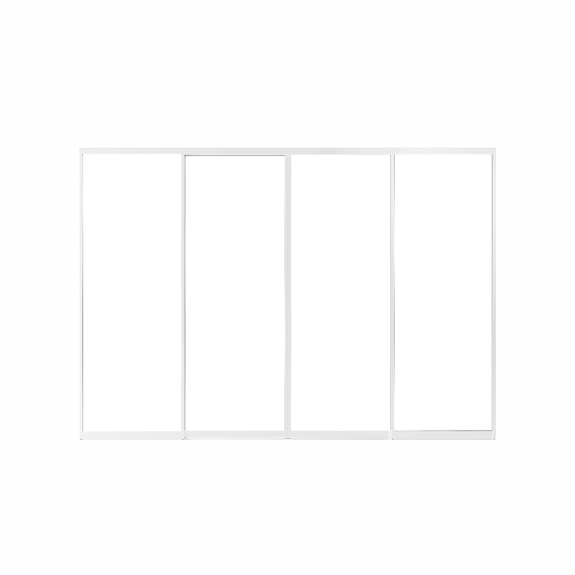 Ark Design 1-Lite tempered clear glass Bypass Sliding Closet Door with Hardware Kit, White Aluminum Frame