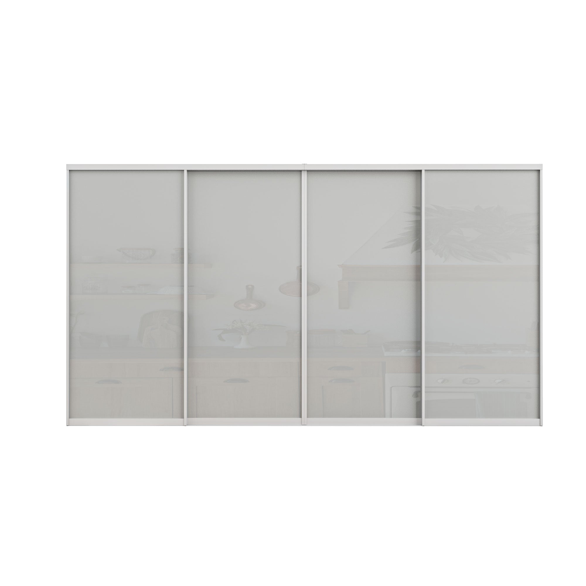 Ark Design 1-Lite Tempered Frosted Glass Bypass Sliding Closet Door with Hardware Kit, White Aluminum Frame