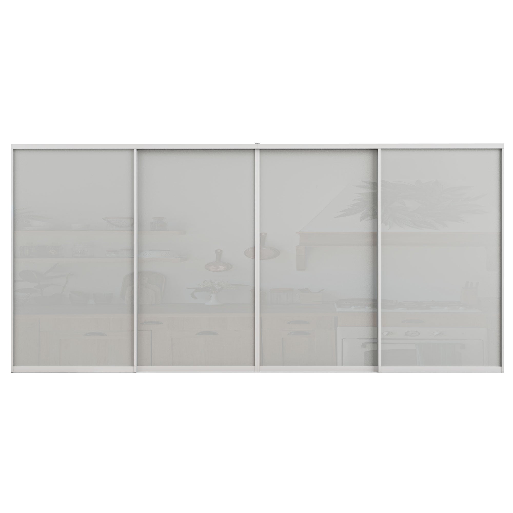 Ark Design 1-Lite Tempered Frosted Glass Bypass Sliding Closet Door with Hardware Kit, White Aluminum Frame