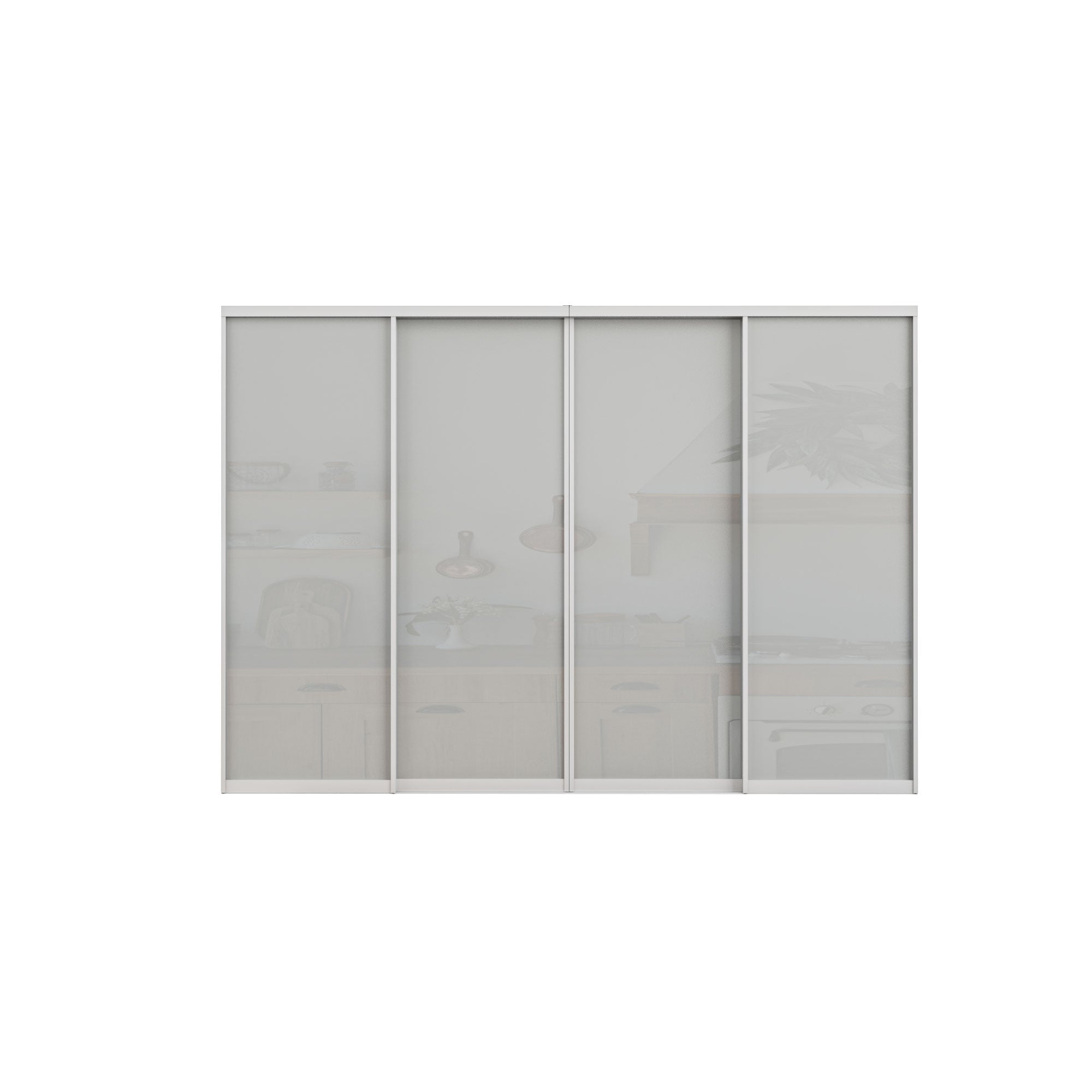 Ark Design 1-Lite Tempered Frosted Glass Bypass Sliding Closet Door with Hardware Kit, White Aluminum Frame