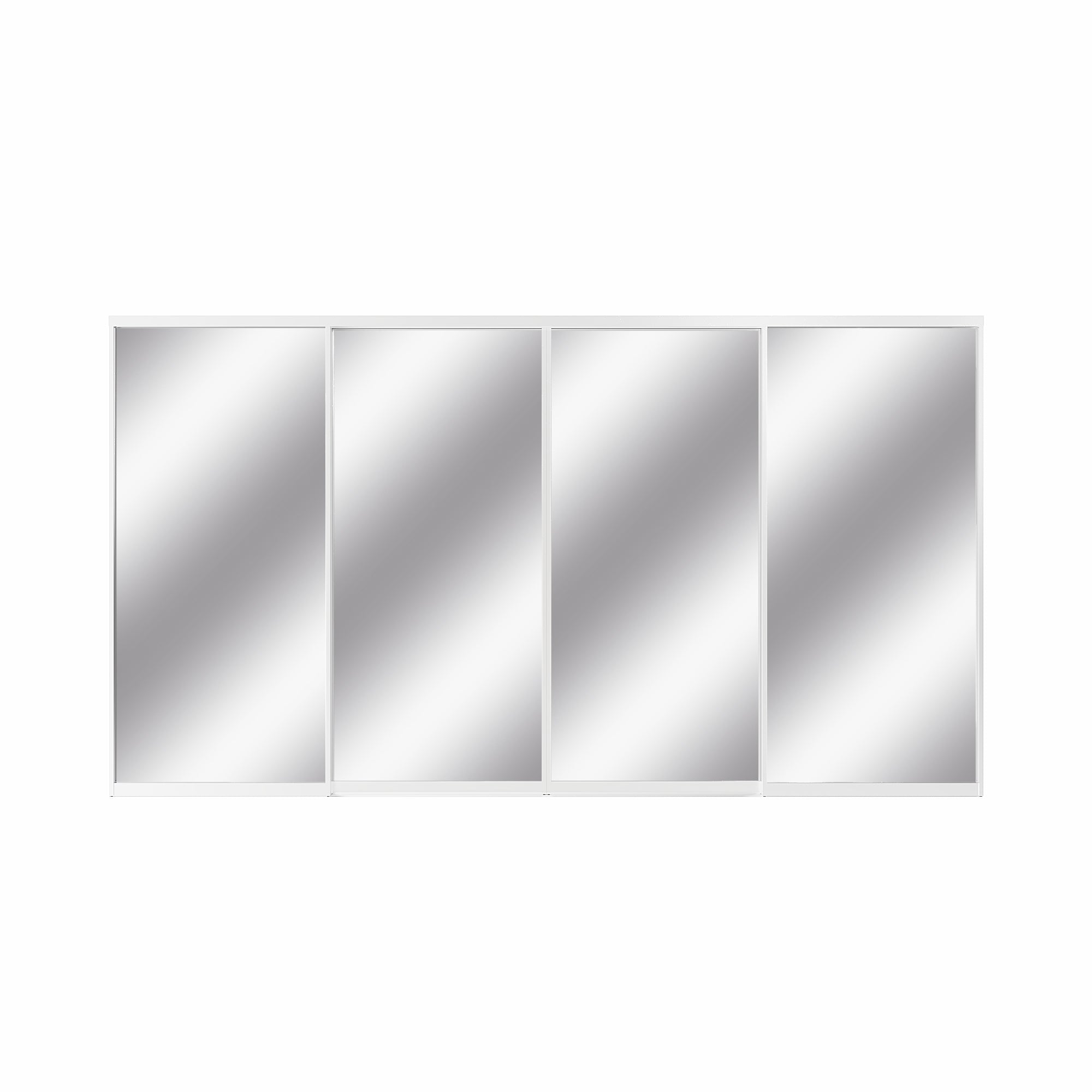 Ark Design 1-Lite high-definition mirror Bypass Sliding Closet Door with Hardware Kit, White Aluminum Frame