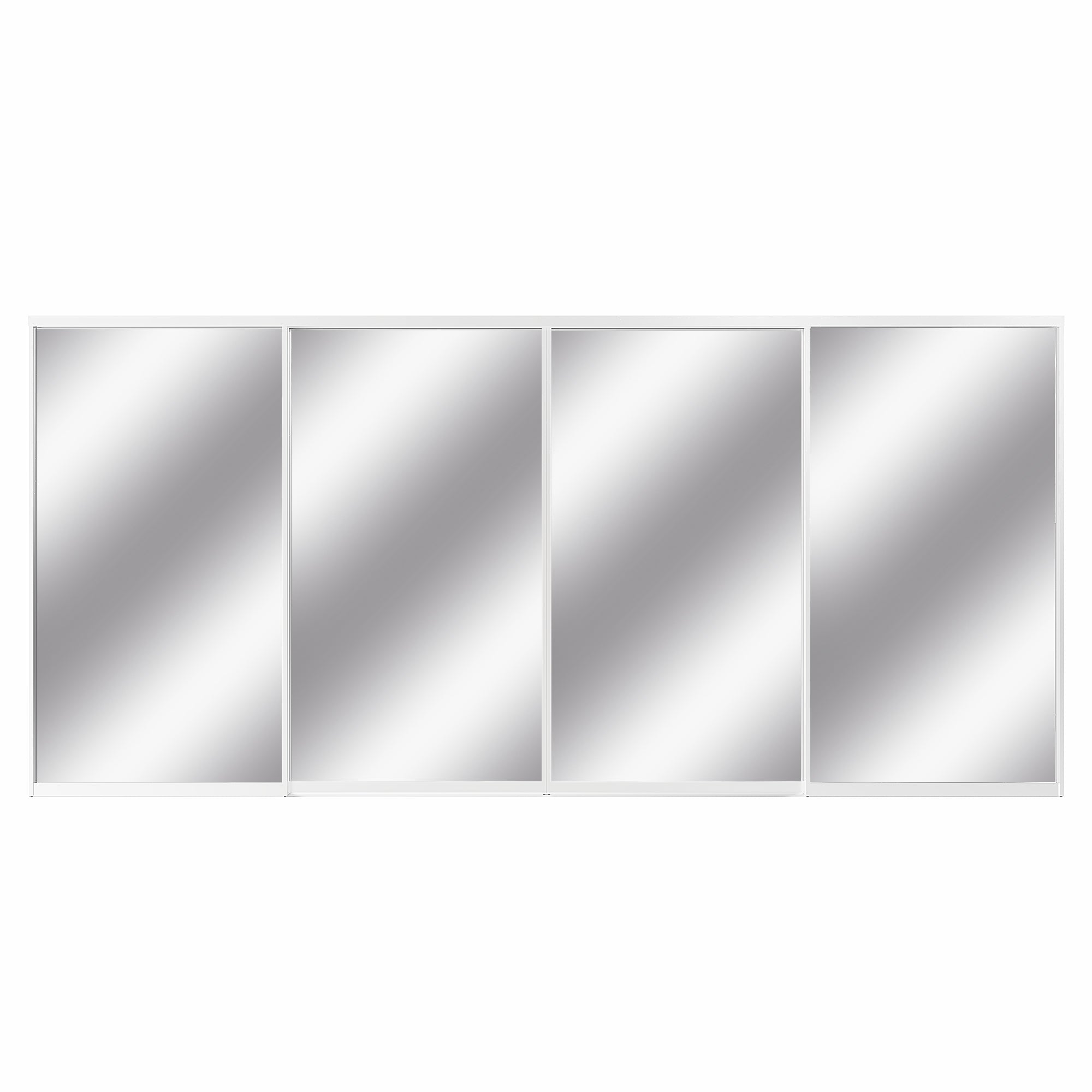 Ark Design 1-Lite high-definition mirror Bypass Sliding Closet Door with Hardware Kit, White Aluminum Frame