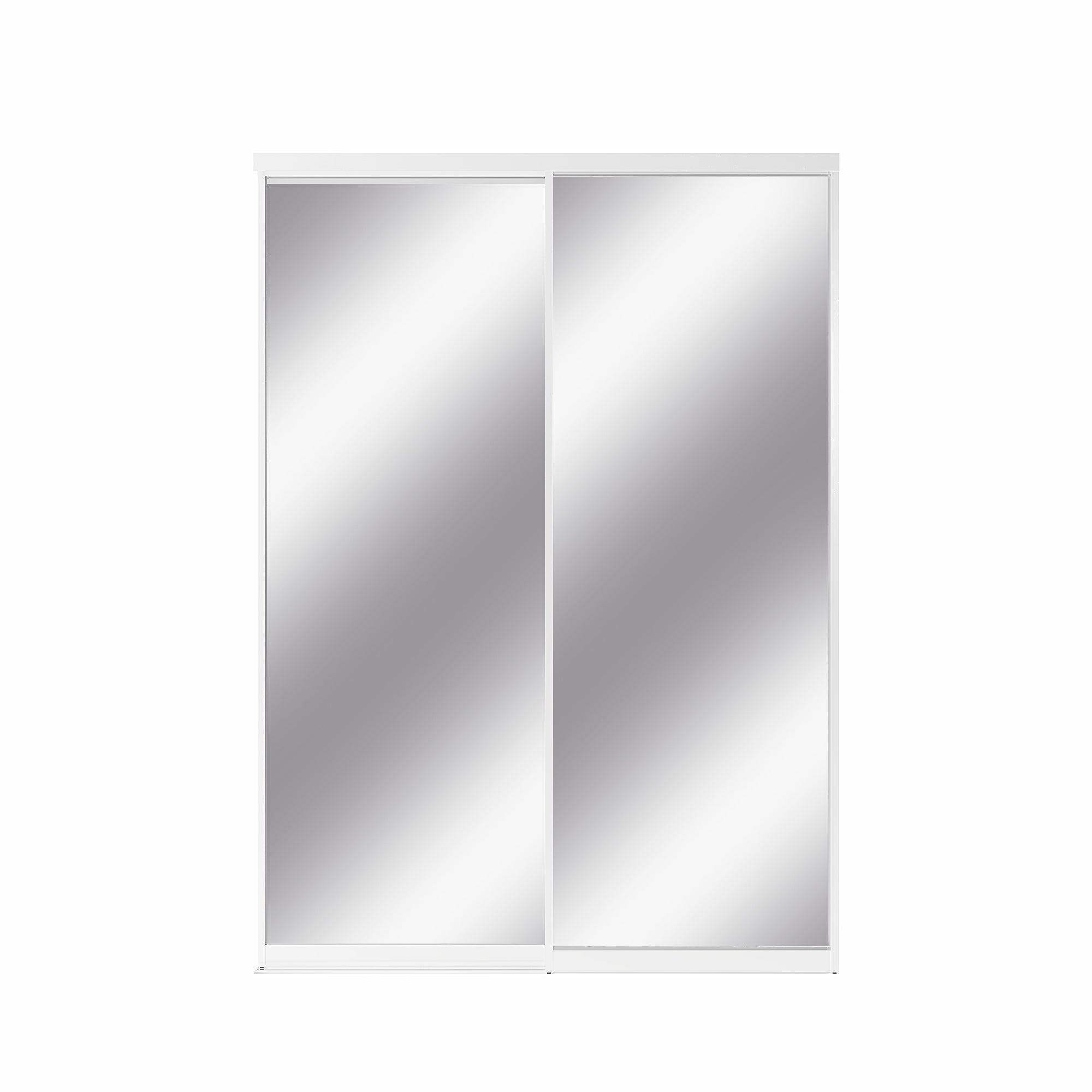 Ark Design 1-Lite high-definition mirror Bypass Sliding Closet Door with Hardware Kit, White Aluminum Frame