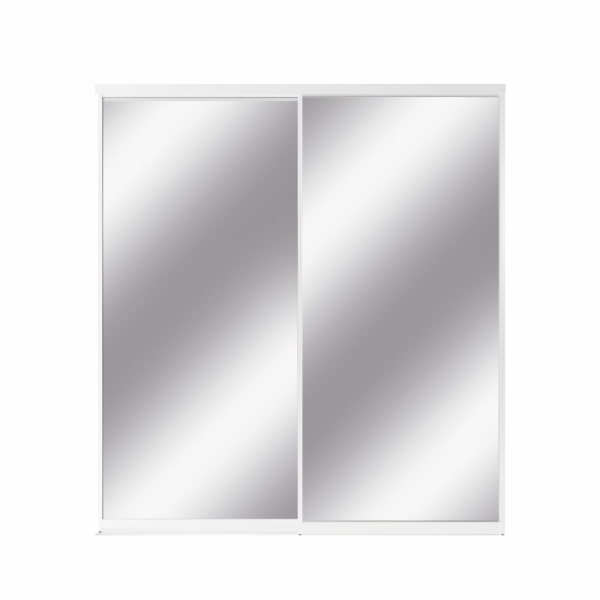 Ark Design 1-Lite high-definition mirror Bypass Sliding Closet Door with Hardware Kit, White Aluminum Frame