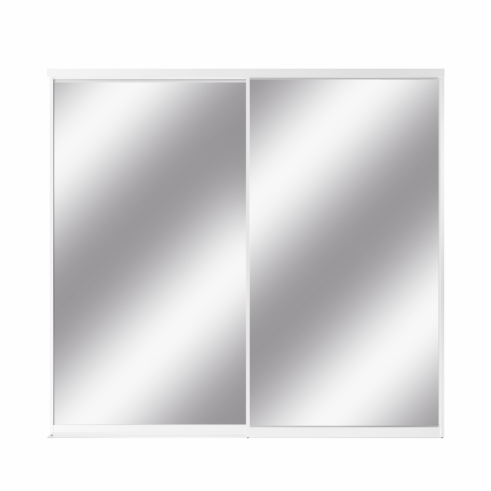 Ark Design 1-Lite high-definition mirror Bypass Sliding Closet Door with Hardware Kit, White Aluminum Frame