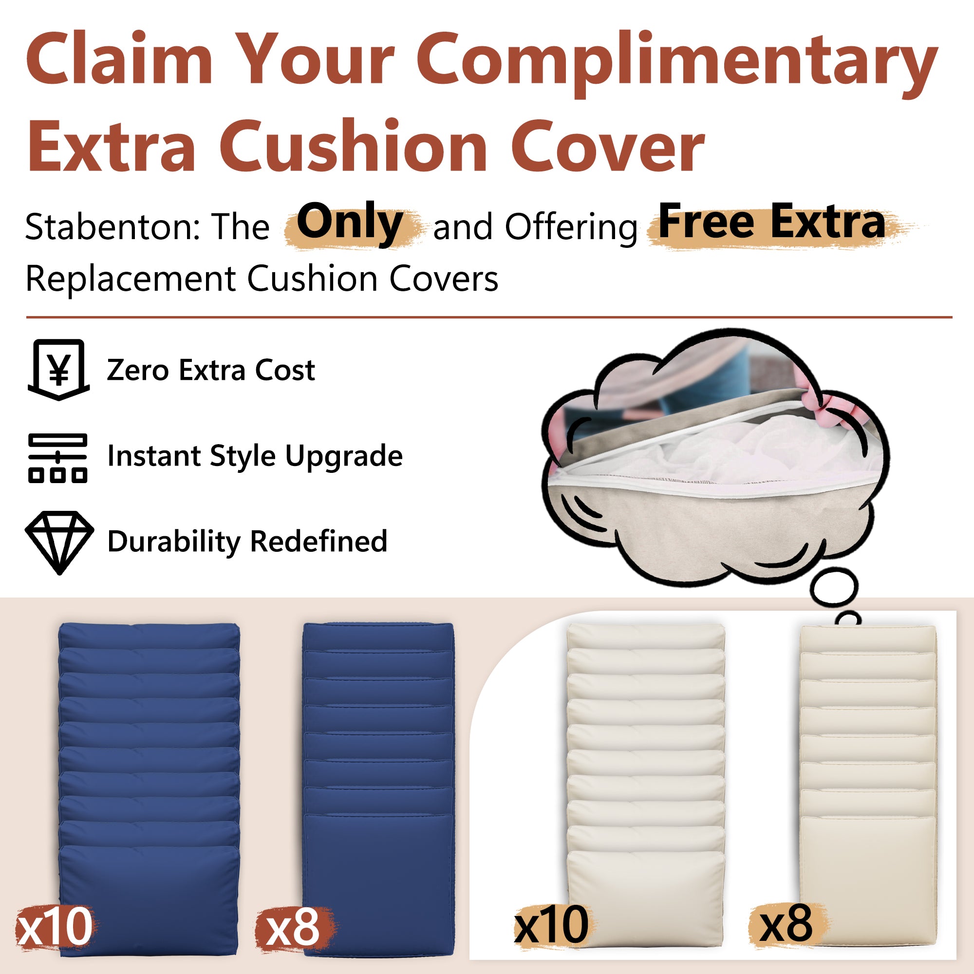 Ark Design 10-Piece Rattan Wicker Outdoor Patio Conversation SofaSeating Set with Coffee Table, Beige Cushions with Sofa Protection Cover Option