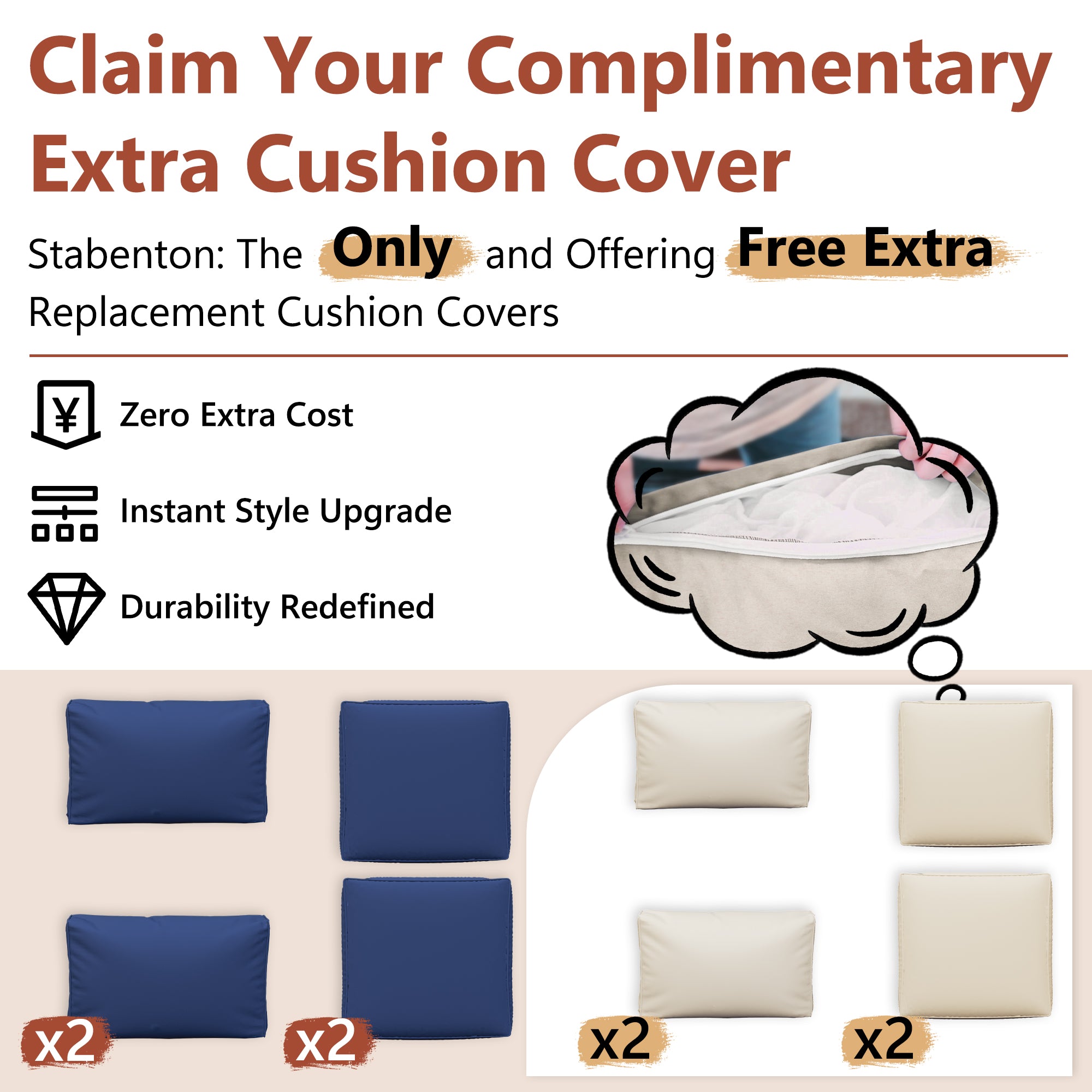 Ark Design 2-Piece Rattan Wicker Outdoor Patio Conversation SofaSeating Set, Beige Cushions with Sofa Protection Cover Option