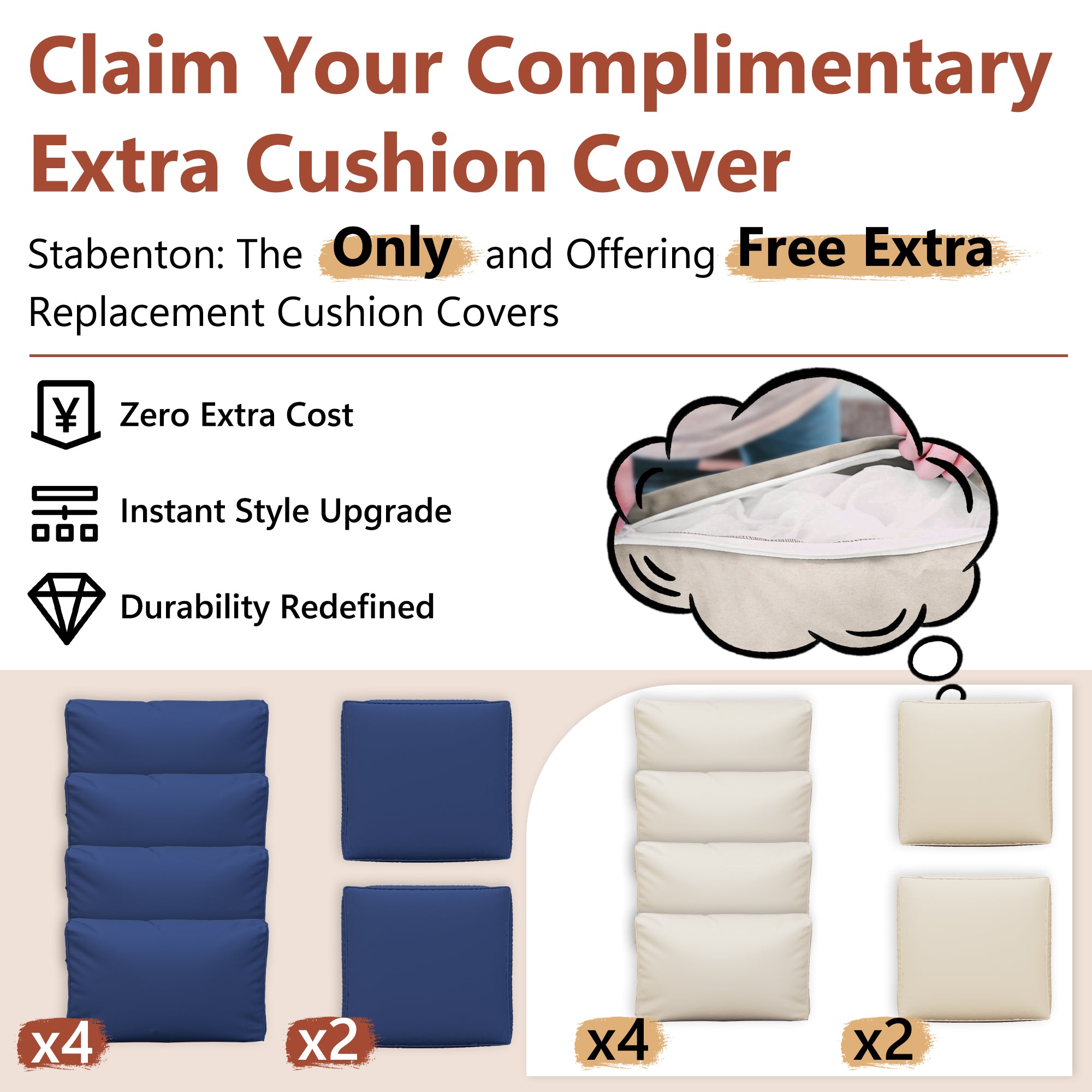 Ark Design 3-Piece Rattan Wicker Outdoor Patio Conversation SofaSeating Set with Coffee Table, Beige Cushions with Sofa Protection Cover Option