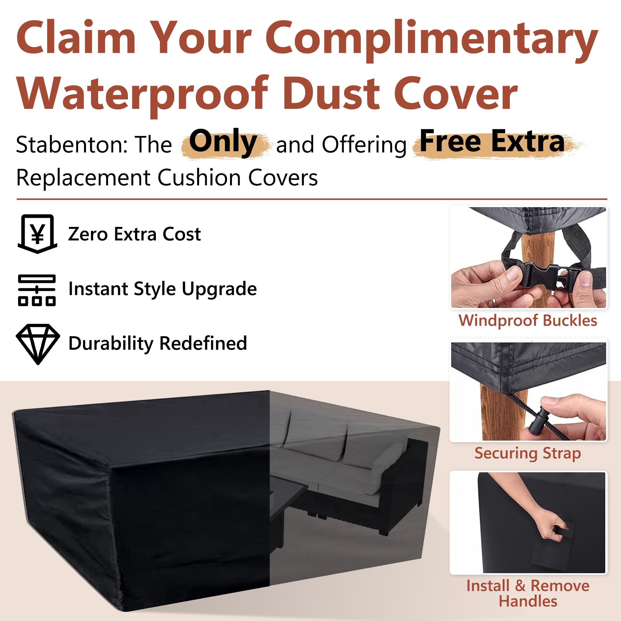 Ark Design 7-Piece Rattan Wicker Outdoor Patio Conversation SofaSeating Set with Coffee Table, Beige Cushions with Sofa Protection Cover Option