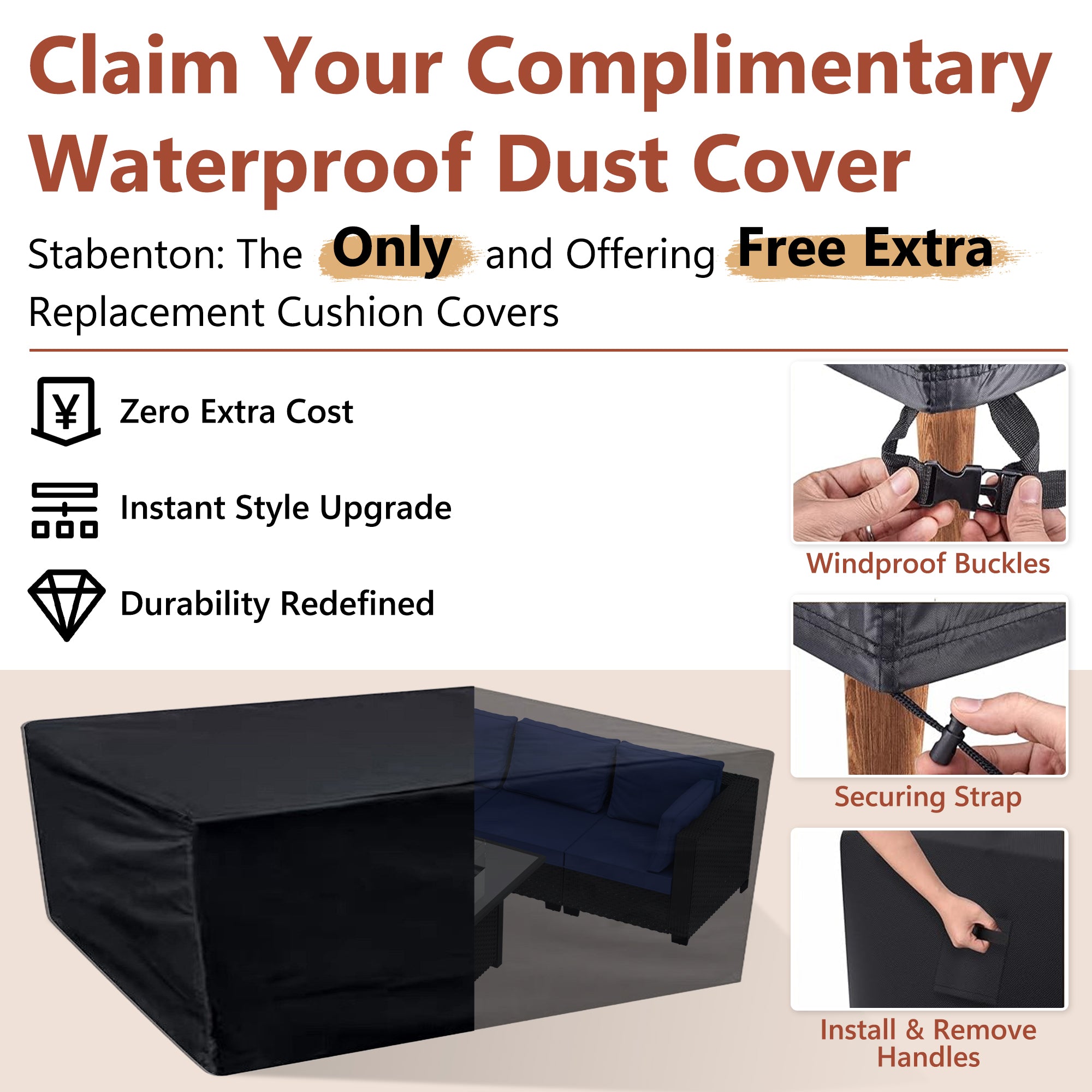 Ark Design 12-Piece Black Wicker Outdoor Patio Conversation Sectional Seating Set with Coffee Tables, Navy Blue Cushions with Sofa Protection Cover Option