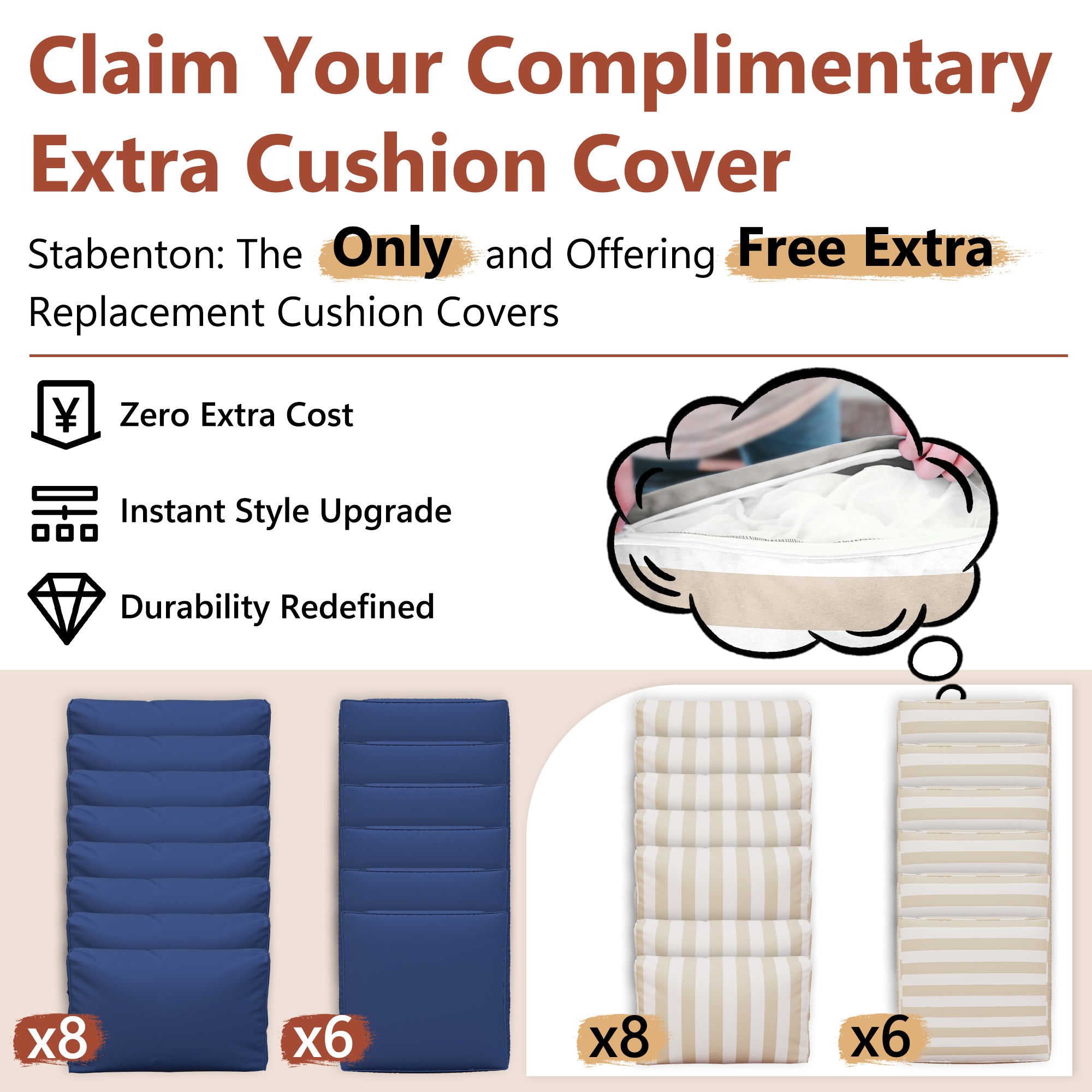 Ark Design 7-Piece Rattan Wicker Outdoor Patio Conversation SofaSeating Set with Coffee Table, Stripe Brown Cushions with Sofa Protection Cover Option