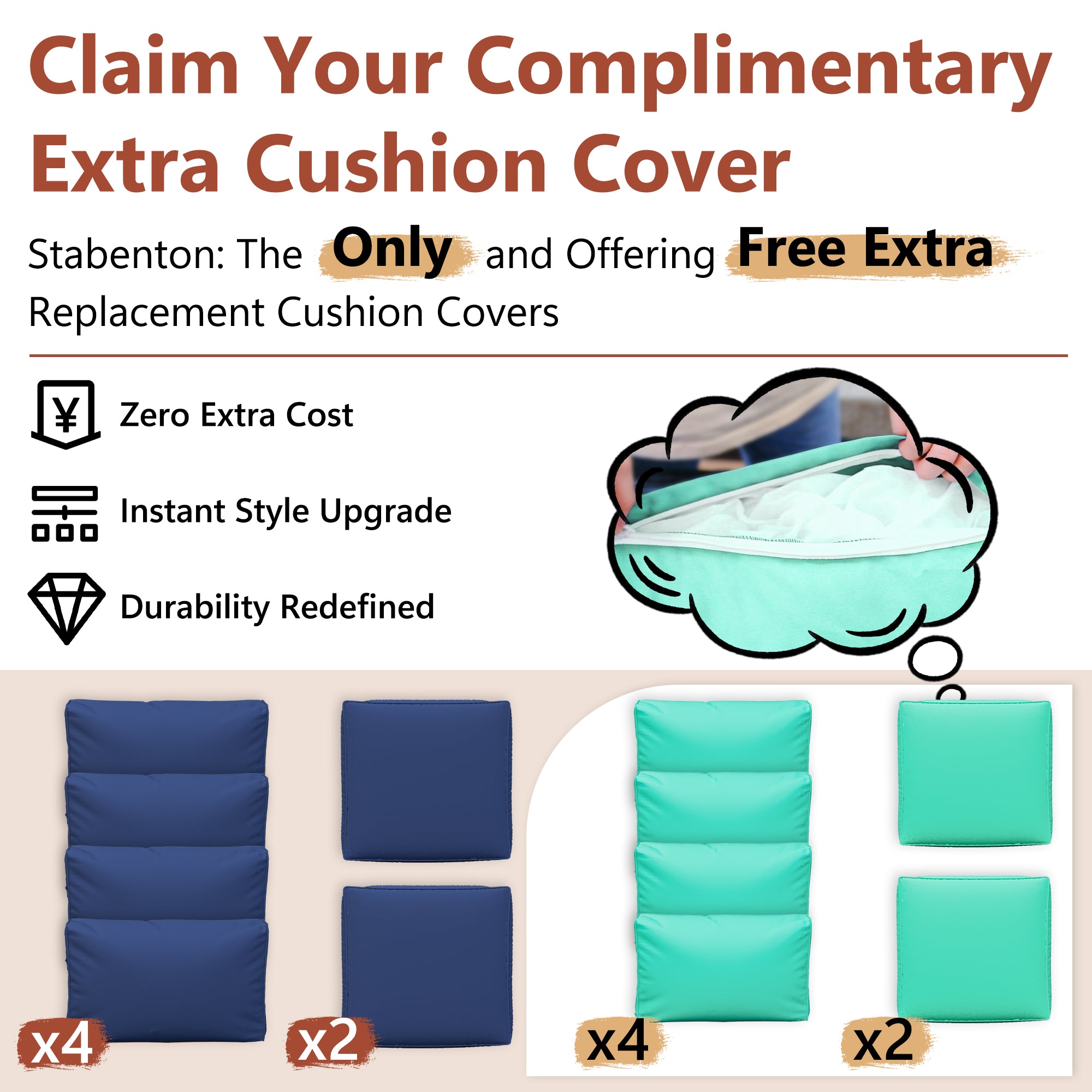 Ark Design 3-Piece Rattan Wicker Outdoor Patio Conversation SofaSeating Set with Coffee Table, Green Cushions with Sofa Protection Cover Option