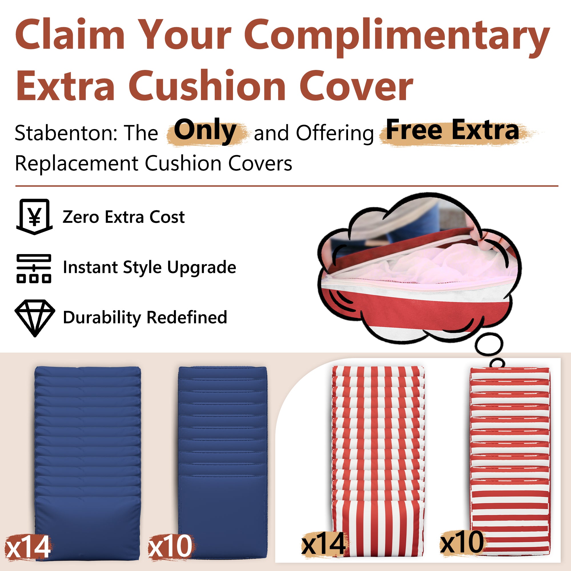 Ark Design 12-Piece Rattan Wicker Outdoor Patio Conversation SofaSeating Set with Coffee Table, Stripe Red Cushions with Sofa Protection Cover Option