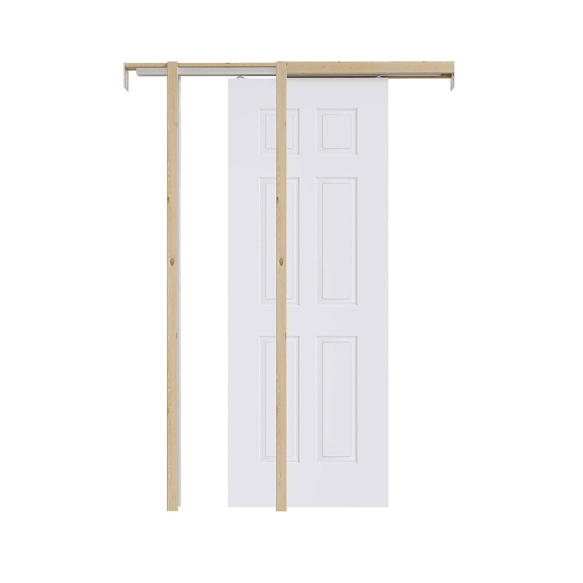 Ark Design Molded 6 Lite Panel Pocket Door with Hardware Kit & Soft Close & Frame, Solid Core MDF Wood & Paint-grade Finished, White