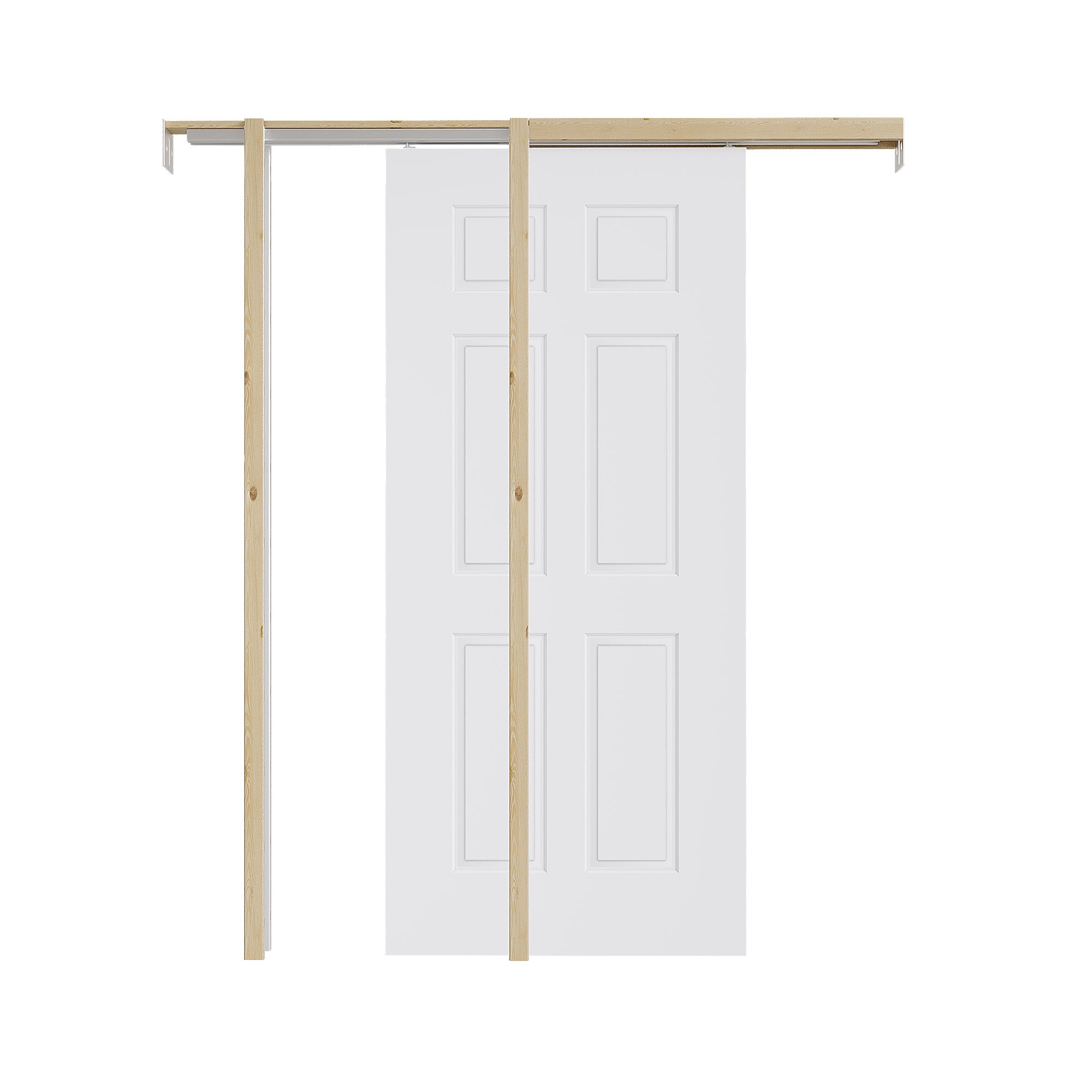 Ark Design Molded 6 Lite Panel Pocket Door with Hardware Kit & Soft Close & Frame, Solid Core MDF Wood & Paint-grade Finished, White