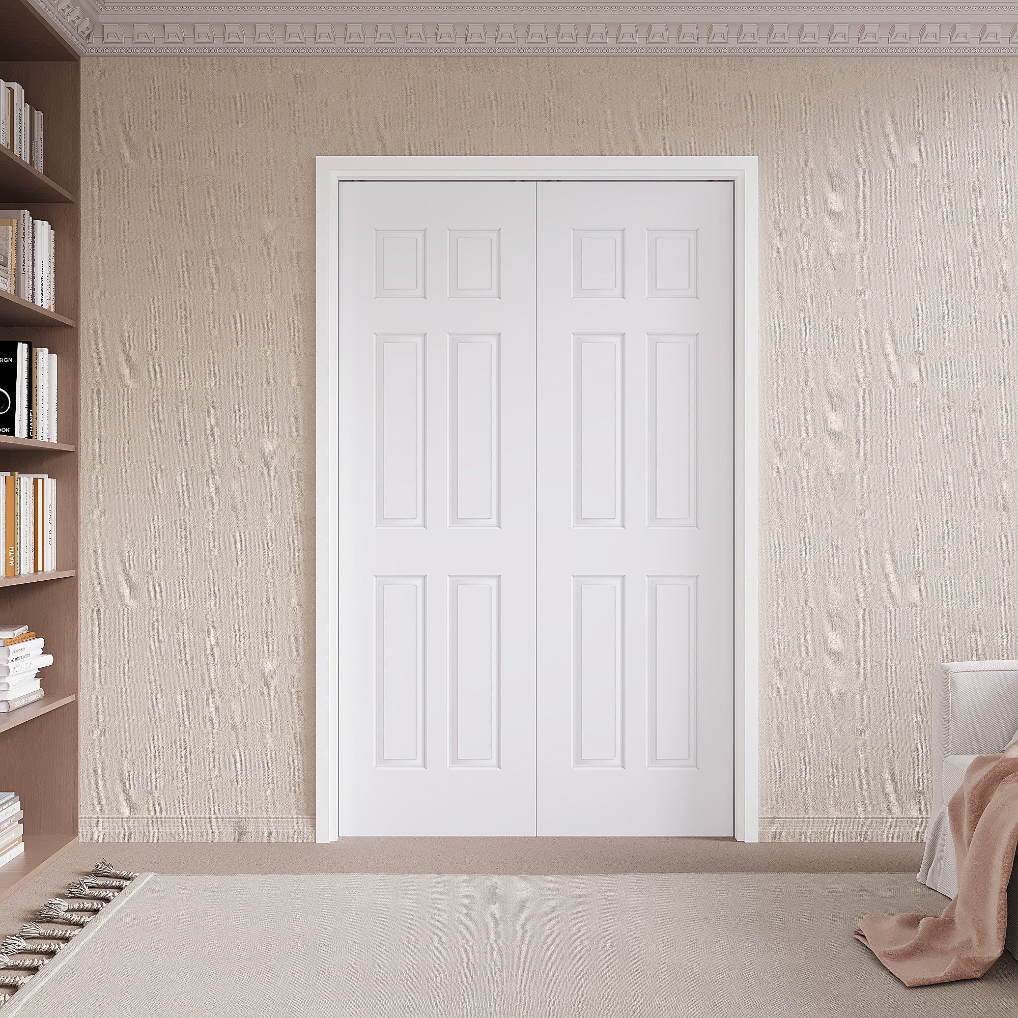 Ark Design Molded 6 Lite Panel Pocket Door with Hardware Kit & Soft Close & Frame, Solid Core MDF Wood & Paint-grade Finished, White